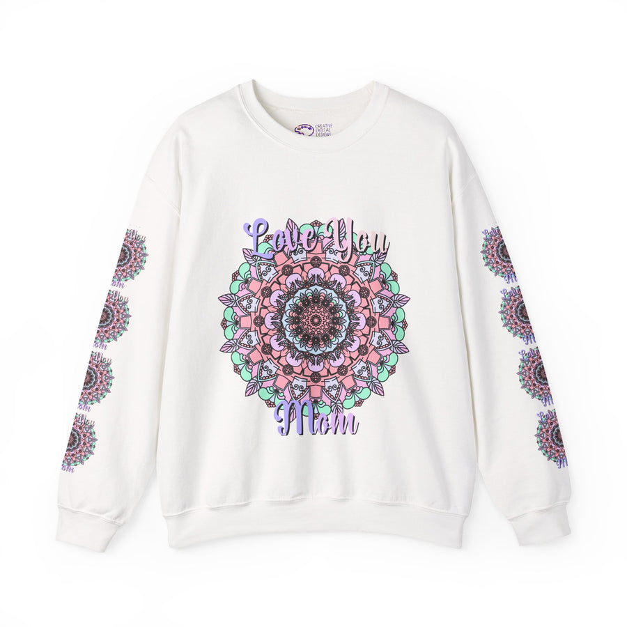 Mandala Inspired Crewneck Sweatshirt for Moms in Soft Pastels
