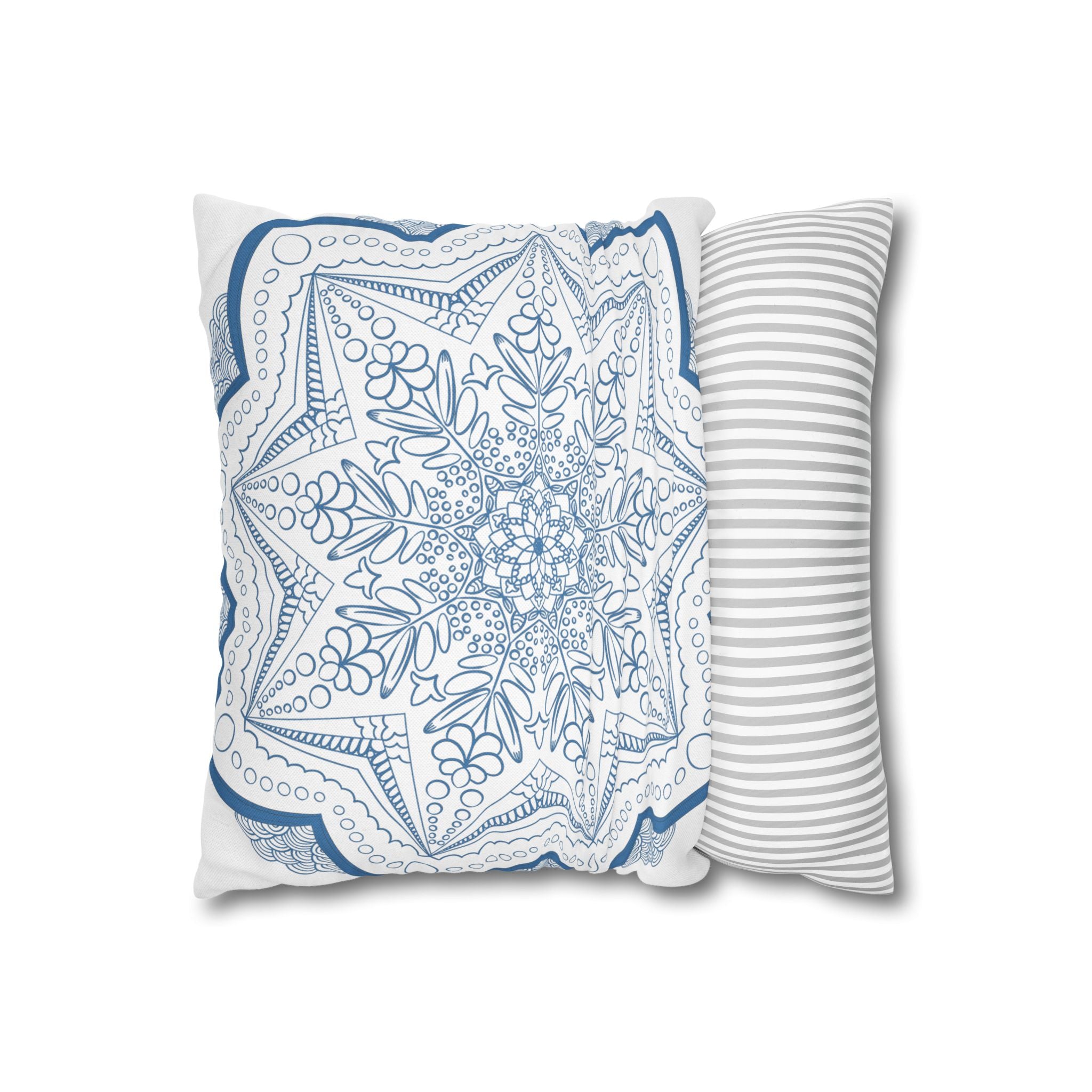 Luxurious spun polyester pillowcase with stunning mandala art design