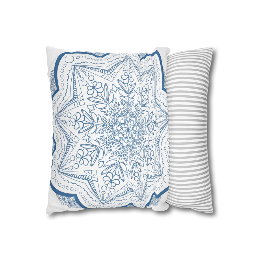 Luxurious spun polyester pillowcase with stunning mandala art design