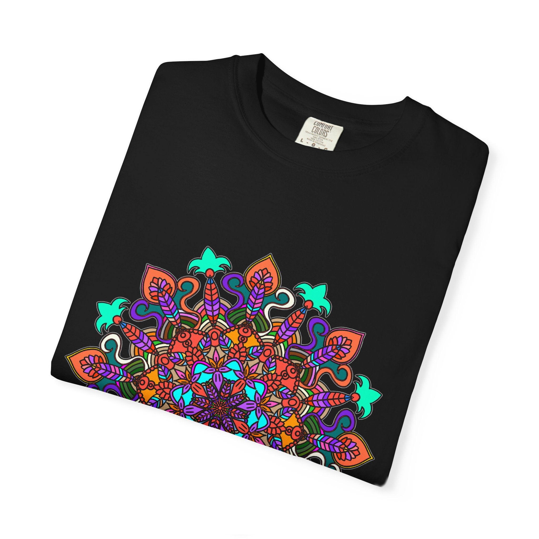T-shirt con disegno mandala fatto a mano - 100% cotone