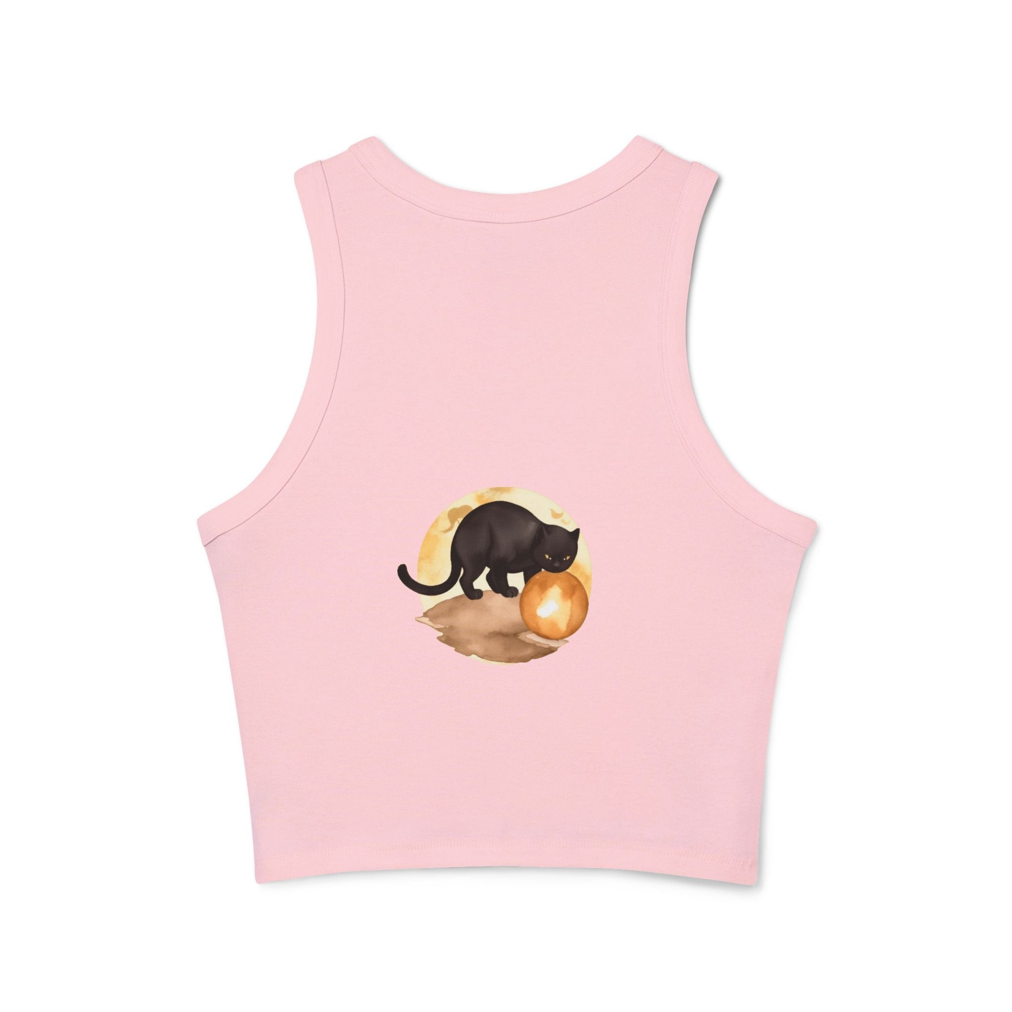 Black Cat Moon Racerback Tank Top perfect for layering with a cardigan or jacket