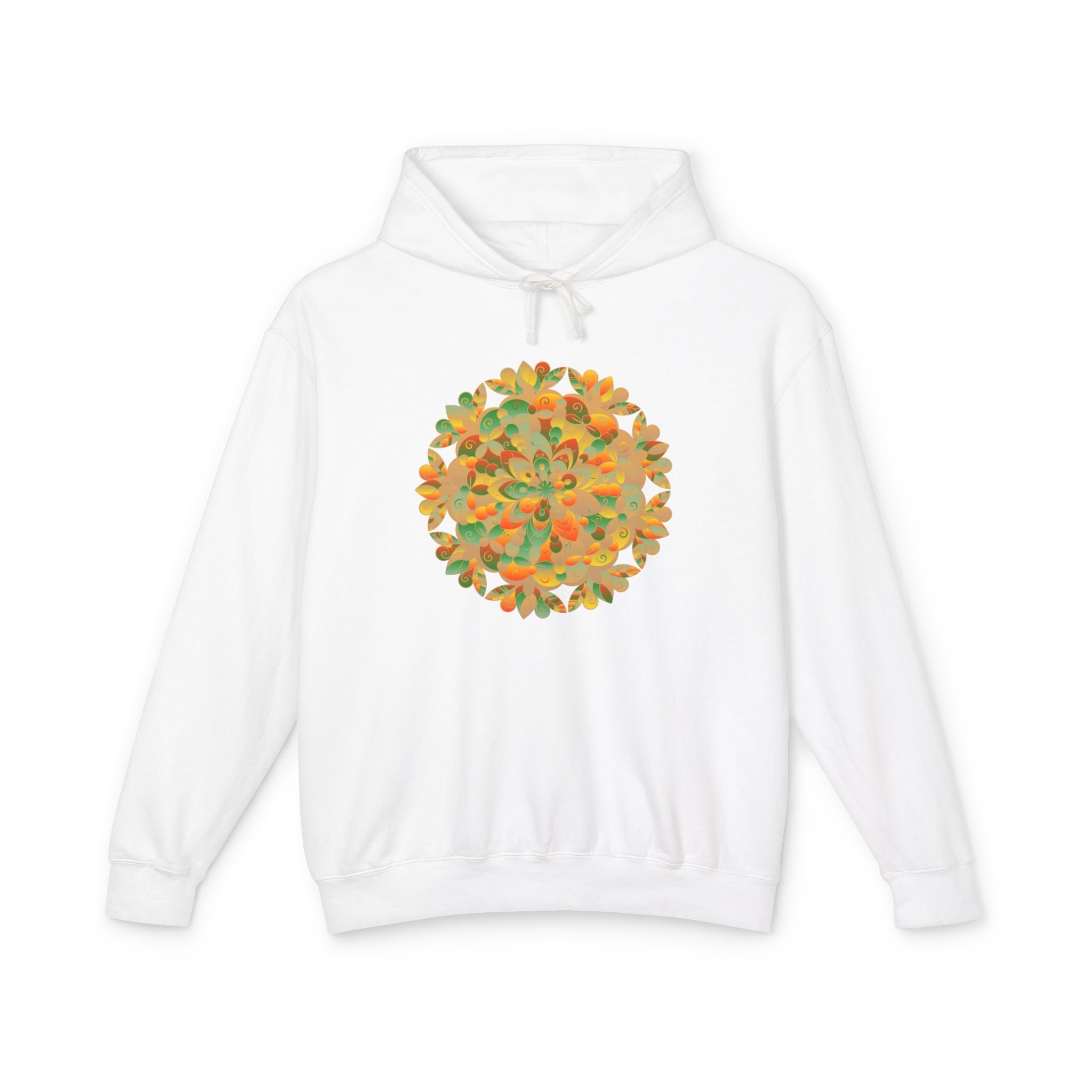 Felpa con cappuccio unisex leggera con motivo mandala floreale vibrante