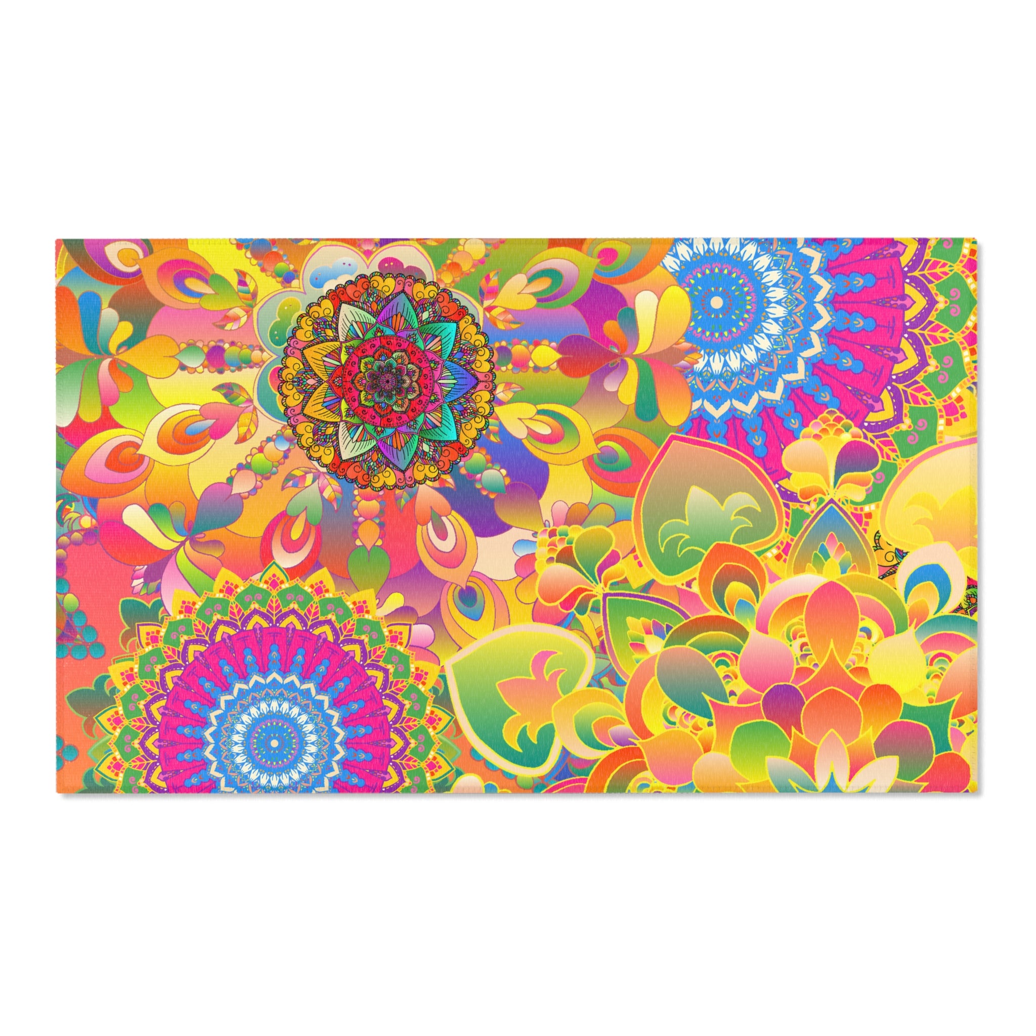 Psychedelic Floral Mandala Area Rug