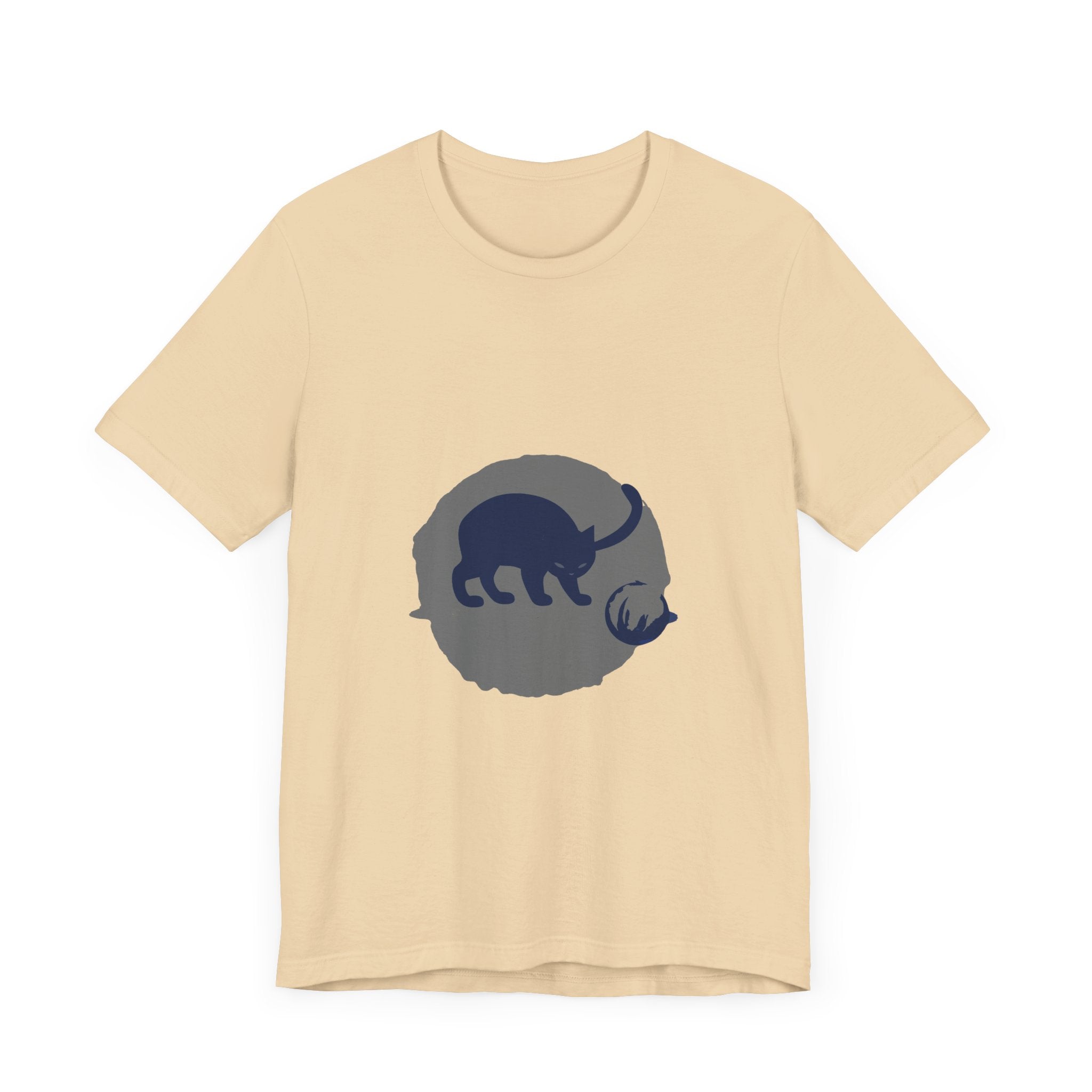 Black Cat Mystery T-Shirt - Playful Silhouette, Comfortable Cotton Tee with Intriguing Feline Design