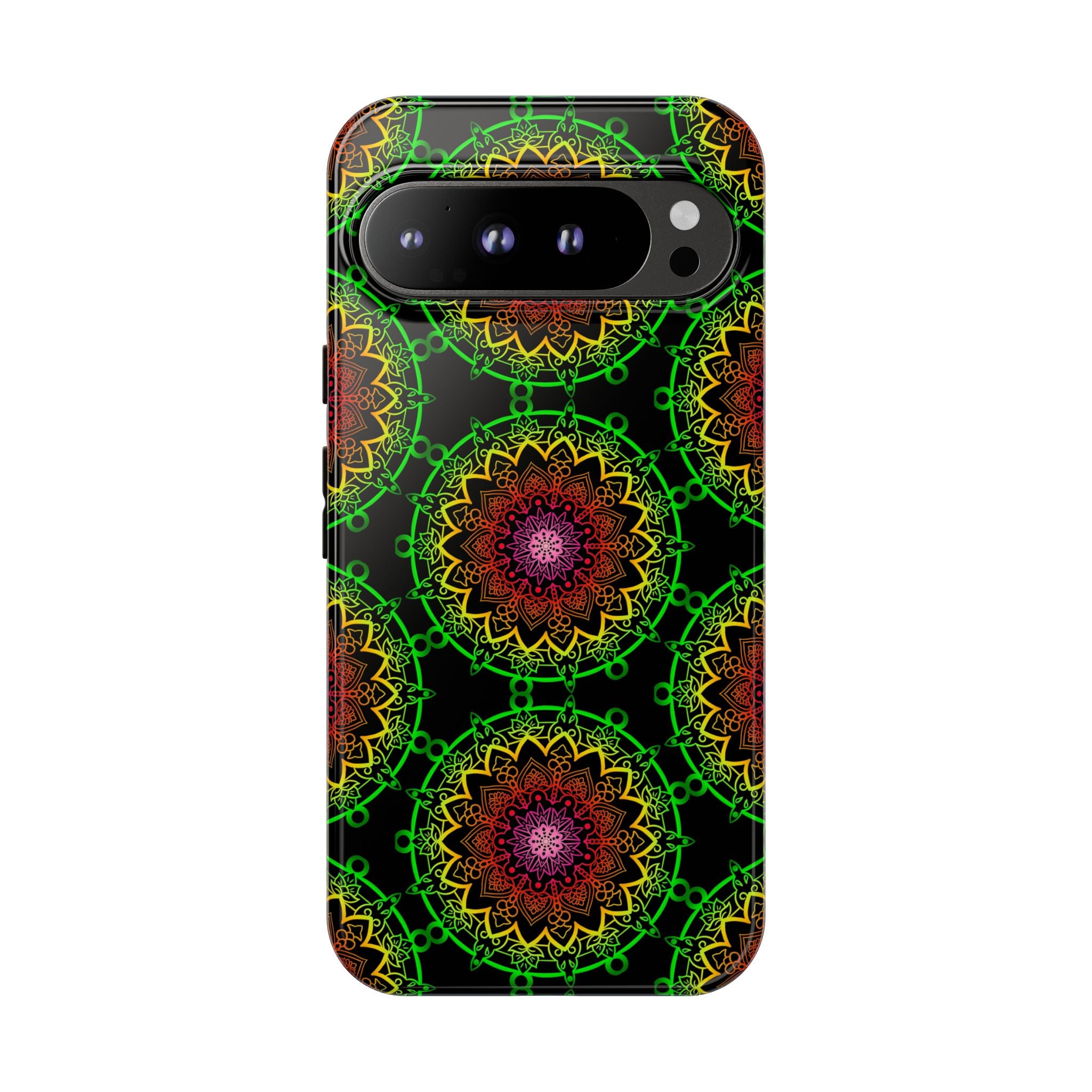 Custodia per telefono con mandala artistica, motivi audaci e stile moderno