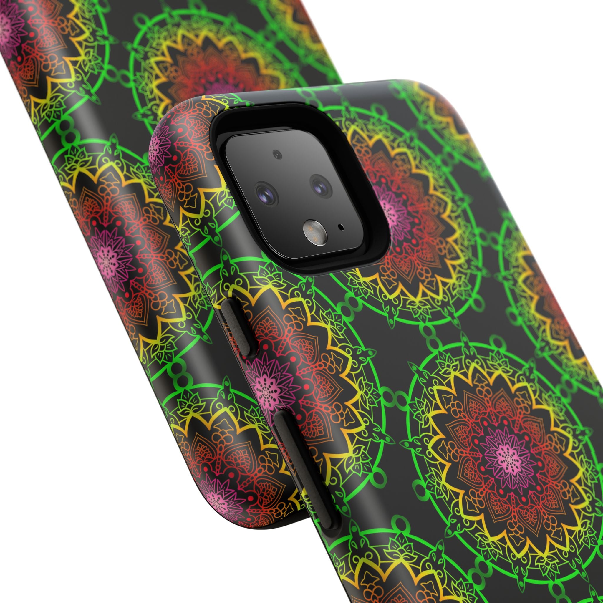 Custodia per telefono con mandala artistica, motivi audaci e stile moderno