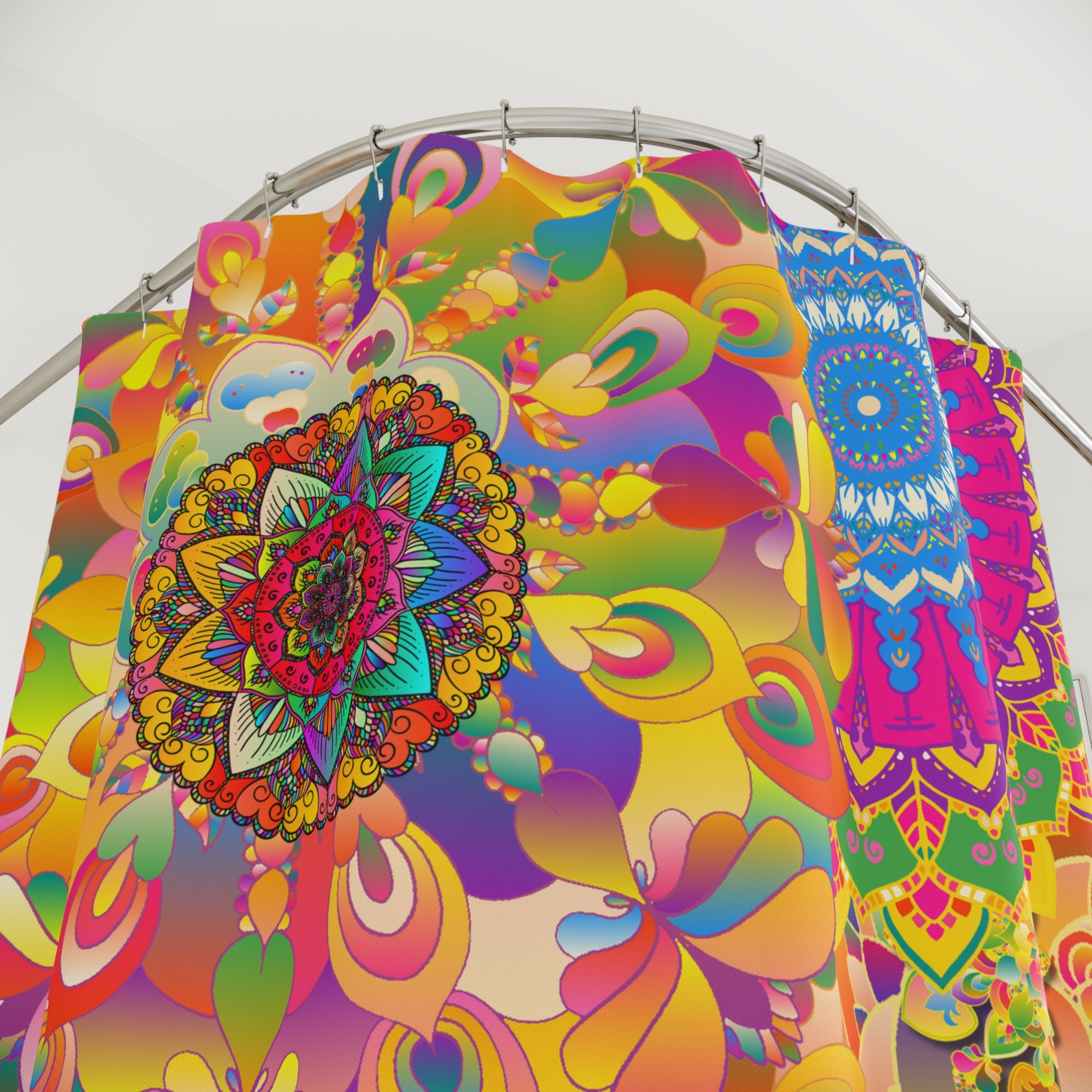 Psychedelic Floral Mandala Shower Curtain