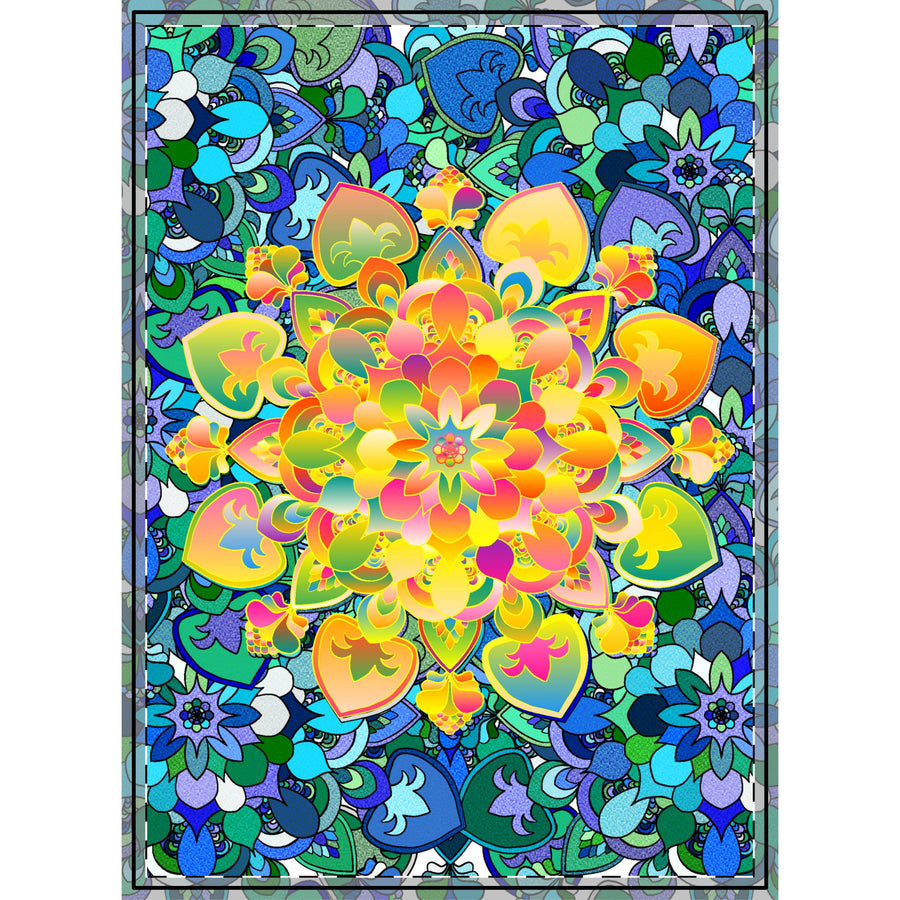 Floral Mandala Woven Wall Tapestry — Vibrant Rainbow Flower Boho Decor
