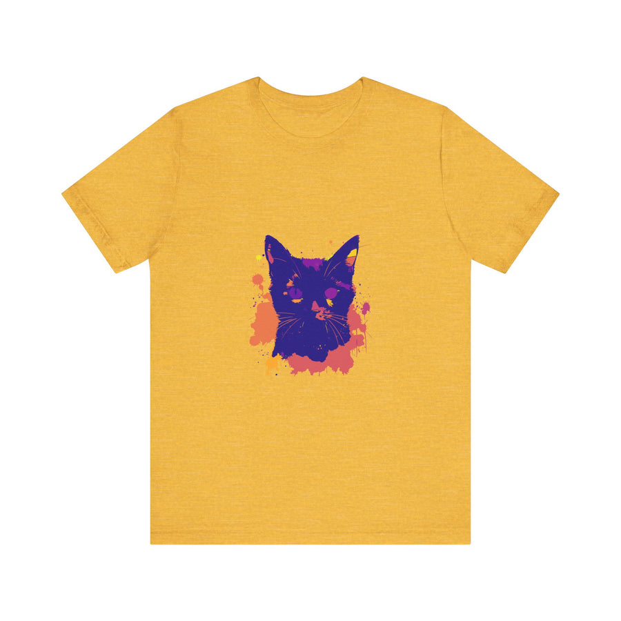 Black Cat Mystery - Colorful Splatter T-Shirt alt texts:
1