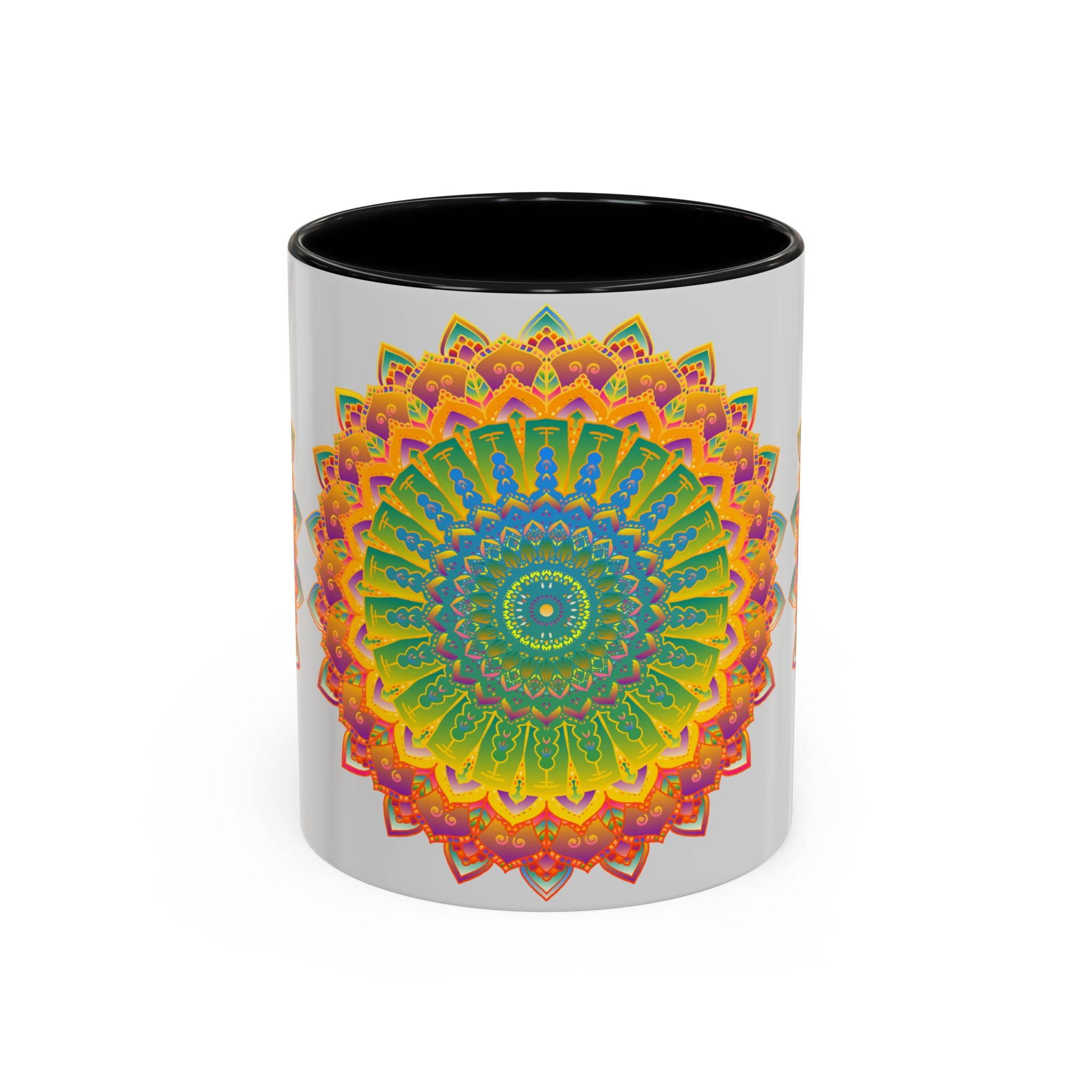 Beautifully detailed mandala design on ceramic coffee mug