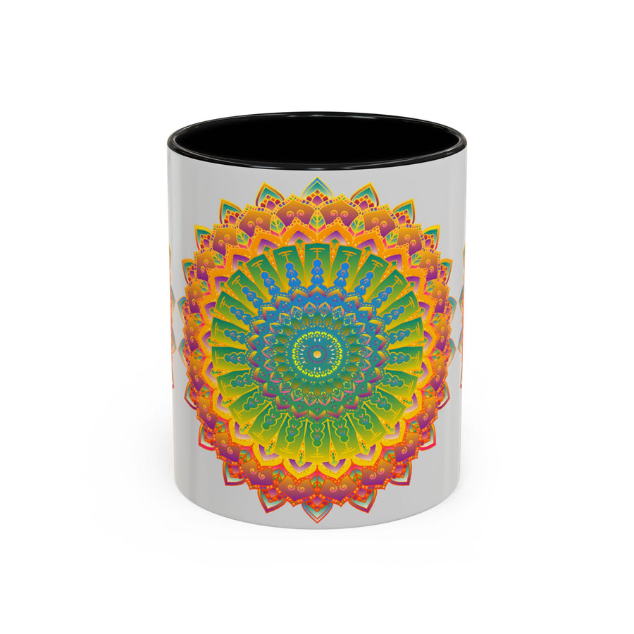Beautifully detailed mandala design on ceramic coffee mug