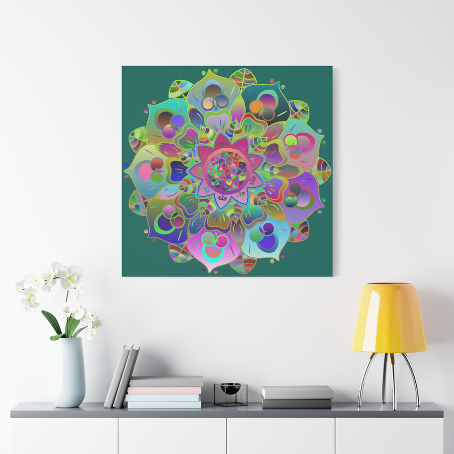 Vibrant Mandala Matte Canvas Wall Art — Colorful Boho Stretched Canvas
