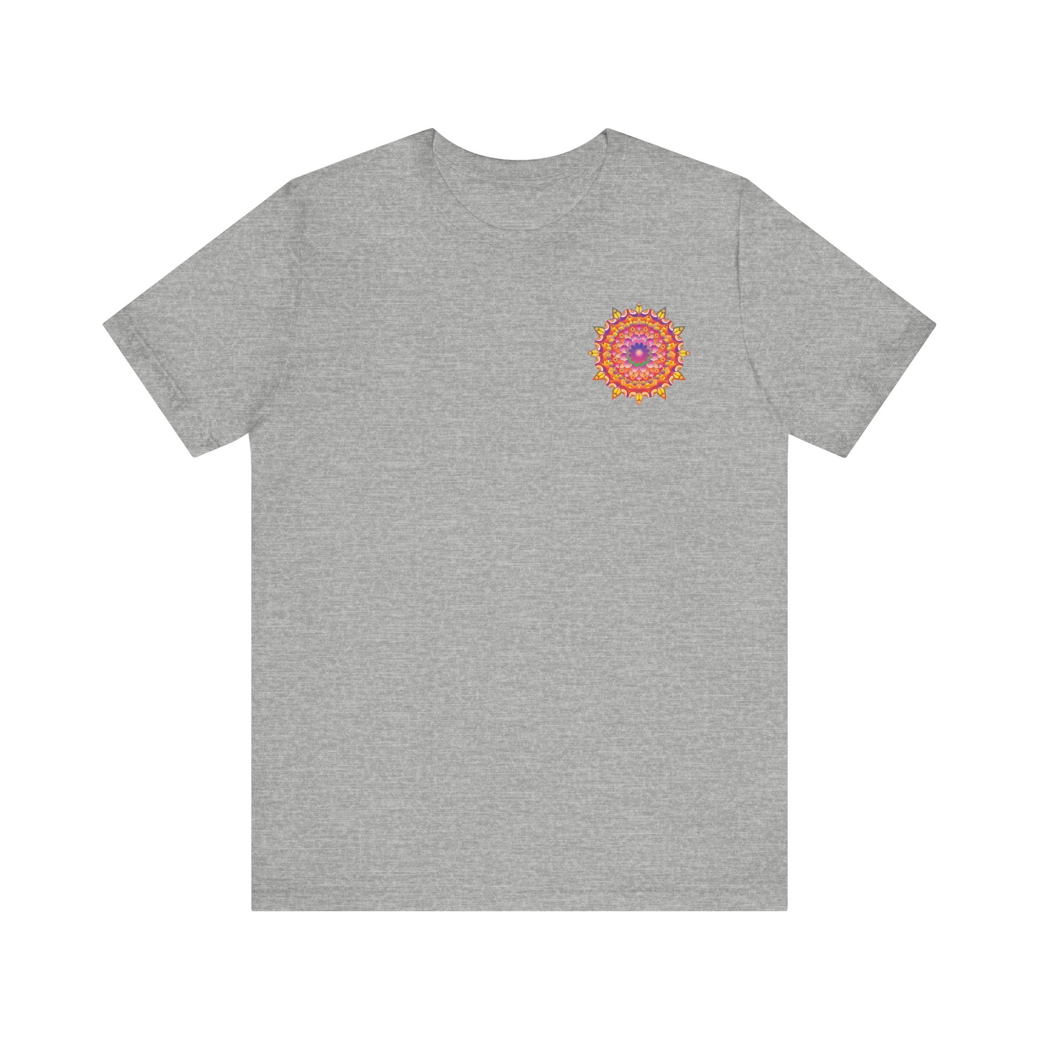 Vibrant mandala t-shirt featuring a beautiful design symbolizing spiritual peace and harmony, perfect for those seeking a sense of inner tranquility and balance