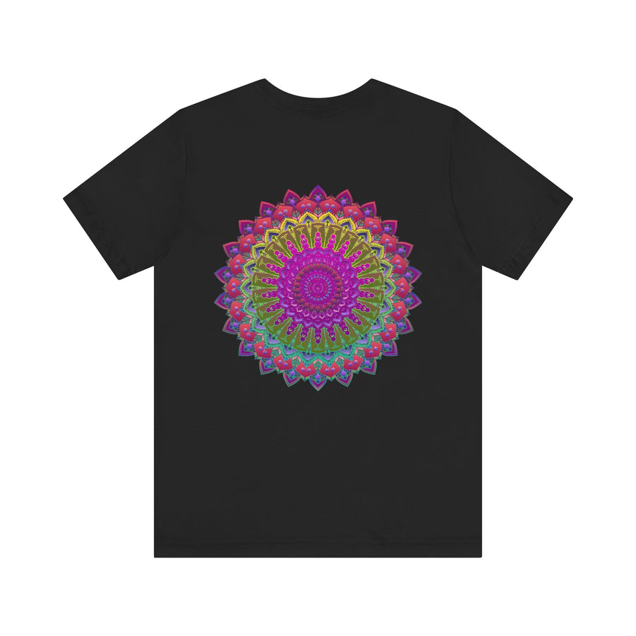 Vibrant Mandala Tee featuring intricate, colorful design symbolizing spiritual peace and harmony, perfect for individuals seeking inner tranquility and balance