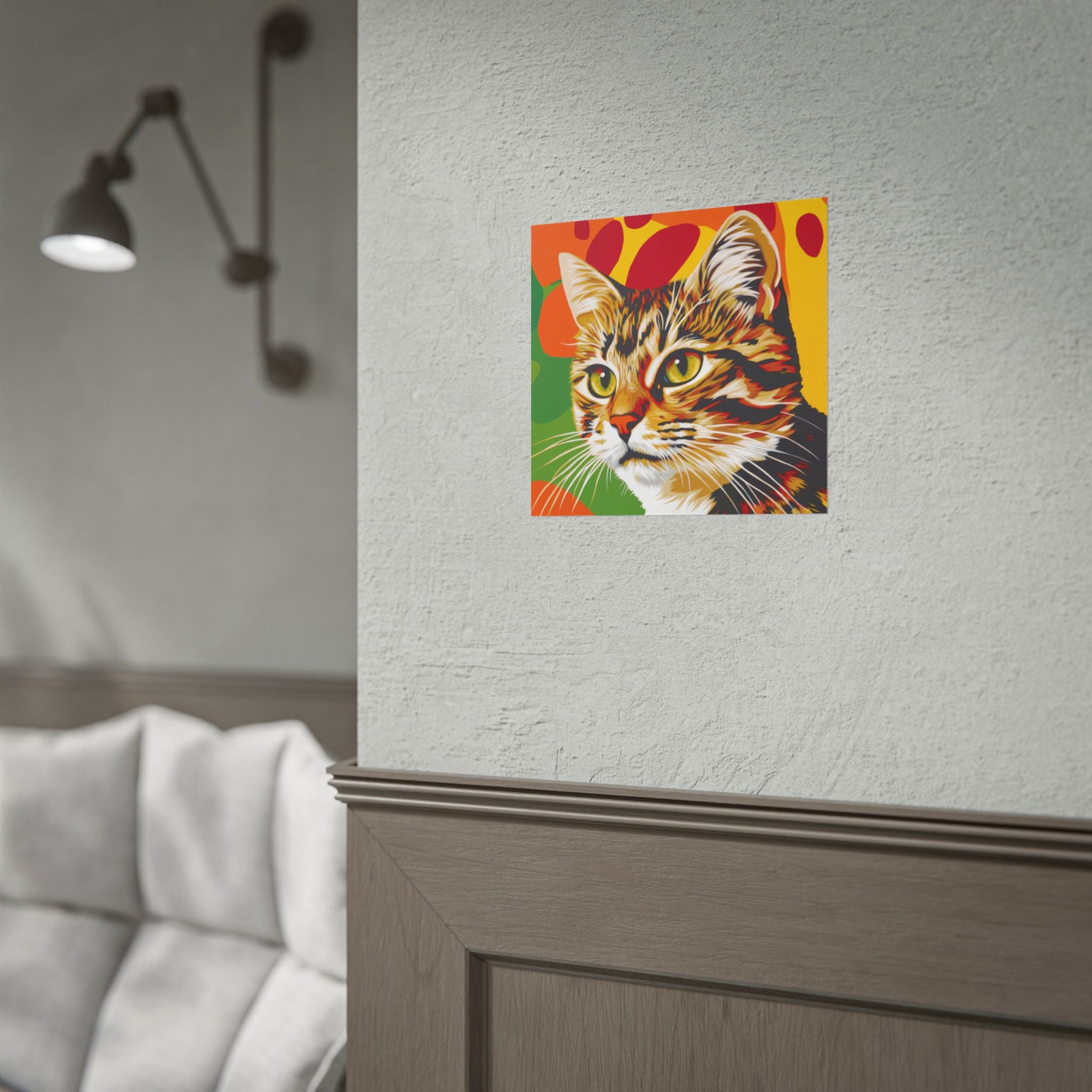 Colorful Pop Art Cat Poster — Rolled Wall Art for Cat Lovers