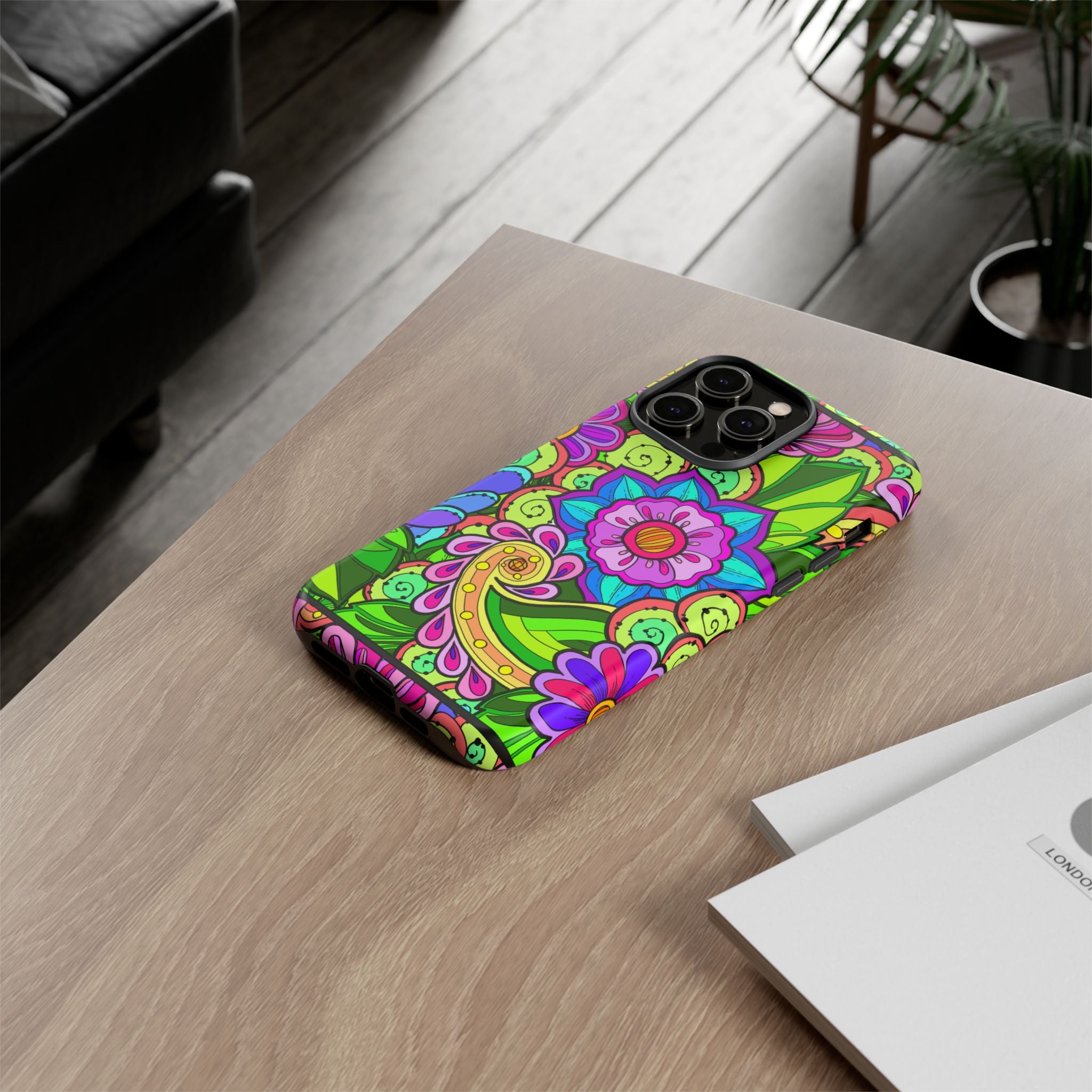 Floral Fantasy iPhone and Google Pixel Case in Bright Green Palette