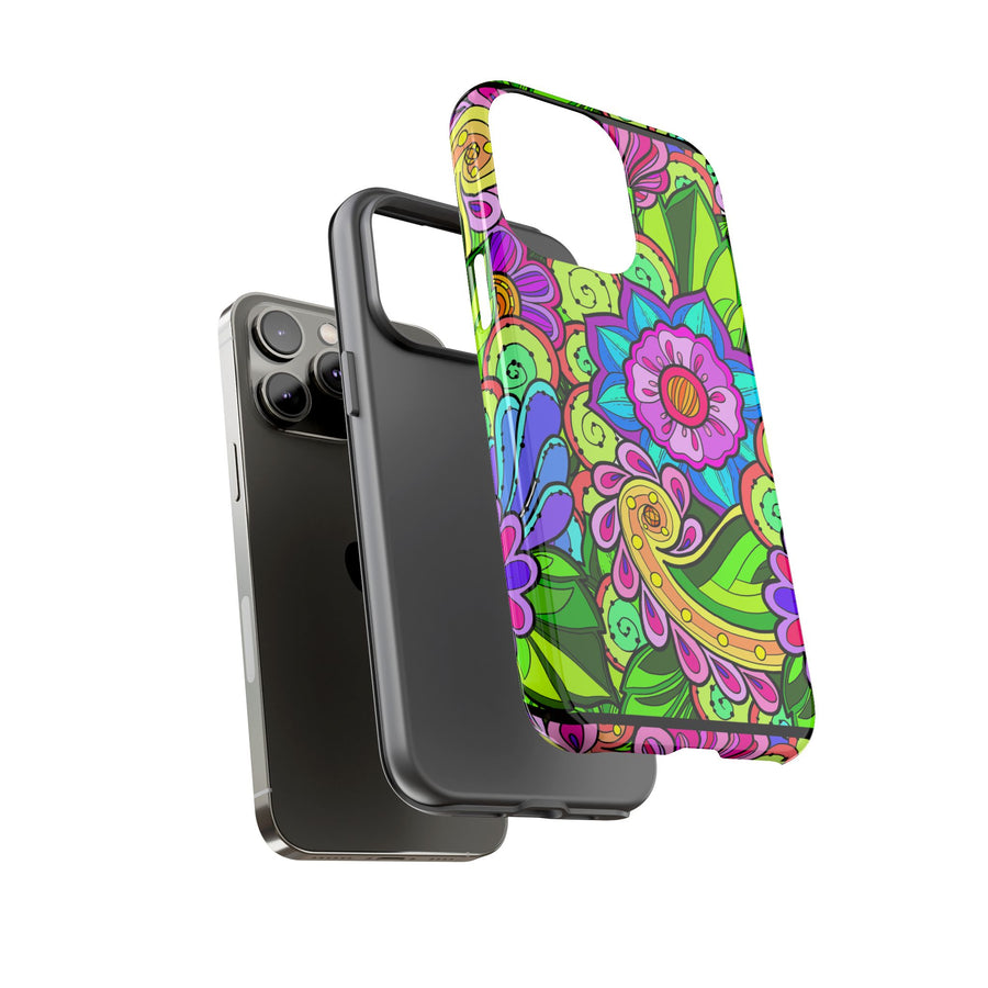 Floral Fantasy iPhone and Google Pixel Case in Bright Green Palette