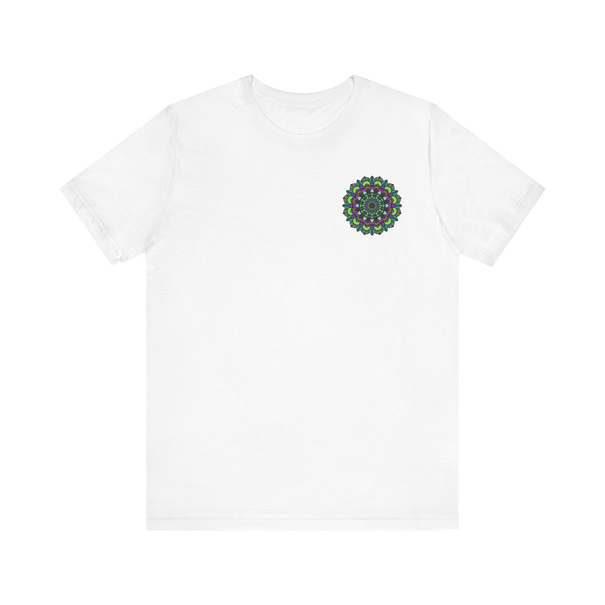 Beautiful white Mandala Peace Tee with intricate spiritual design for ultimate harmony and serenity
(Note: Alt text should accurately and succinctly describe the image, so it may be better to keep it concise while still being descriptive)