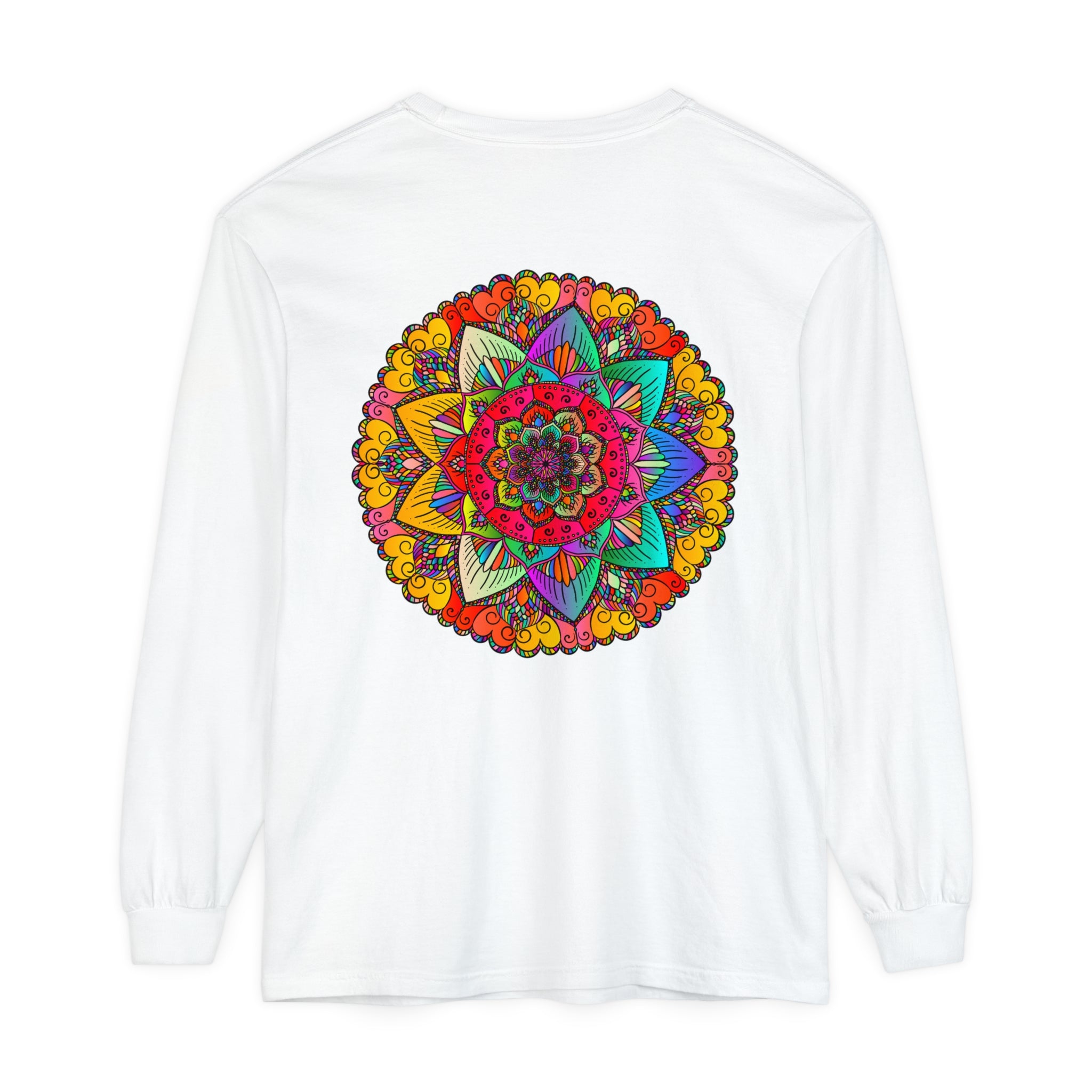 Colorful and intricate mandala design long sleeve t-shirt for all genders