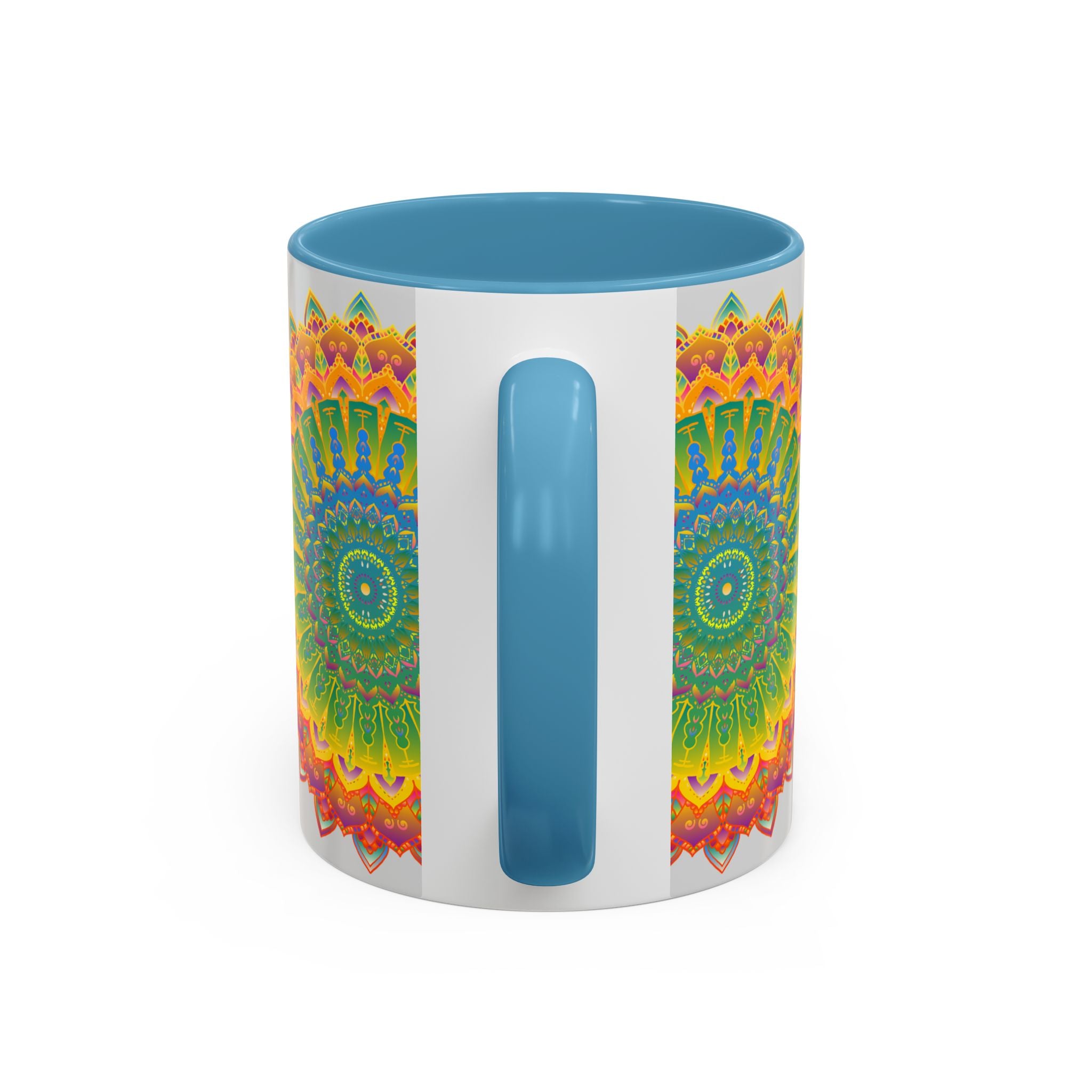 Colorful and intricate mandala art on a durable mug