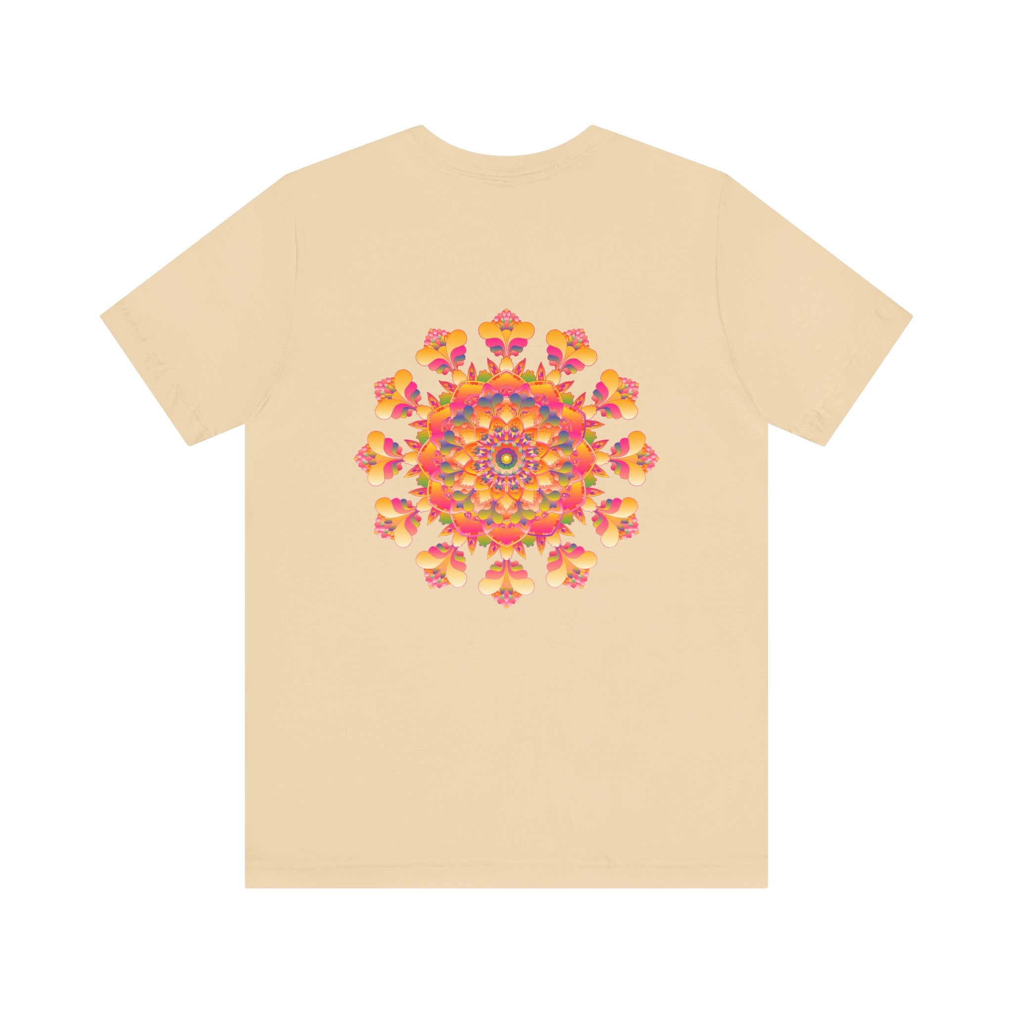Beautiful and intricately designed Vibrant Mandala Tee, representing spiritual peace and harmony, perfect for embracing positivity and tranquility in your daily life