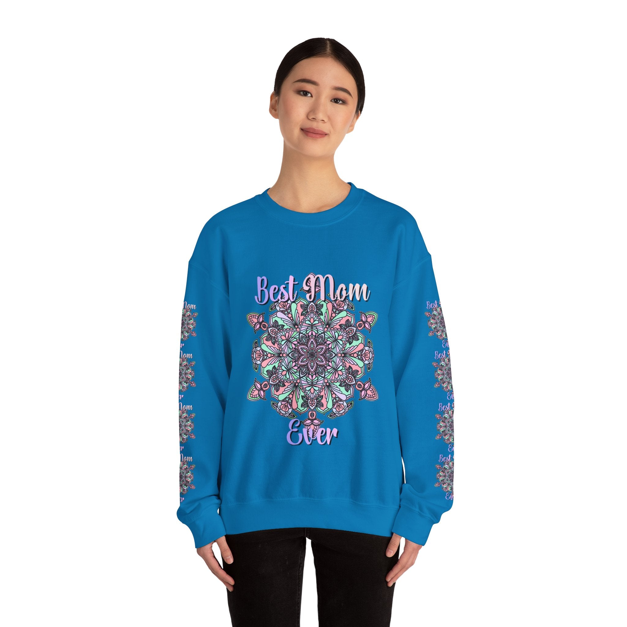 Mandala Design Sweatshirt in Soft Pink and Lavender for Moms