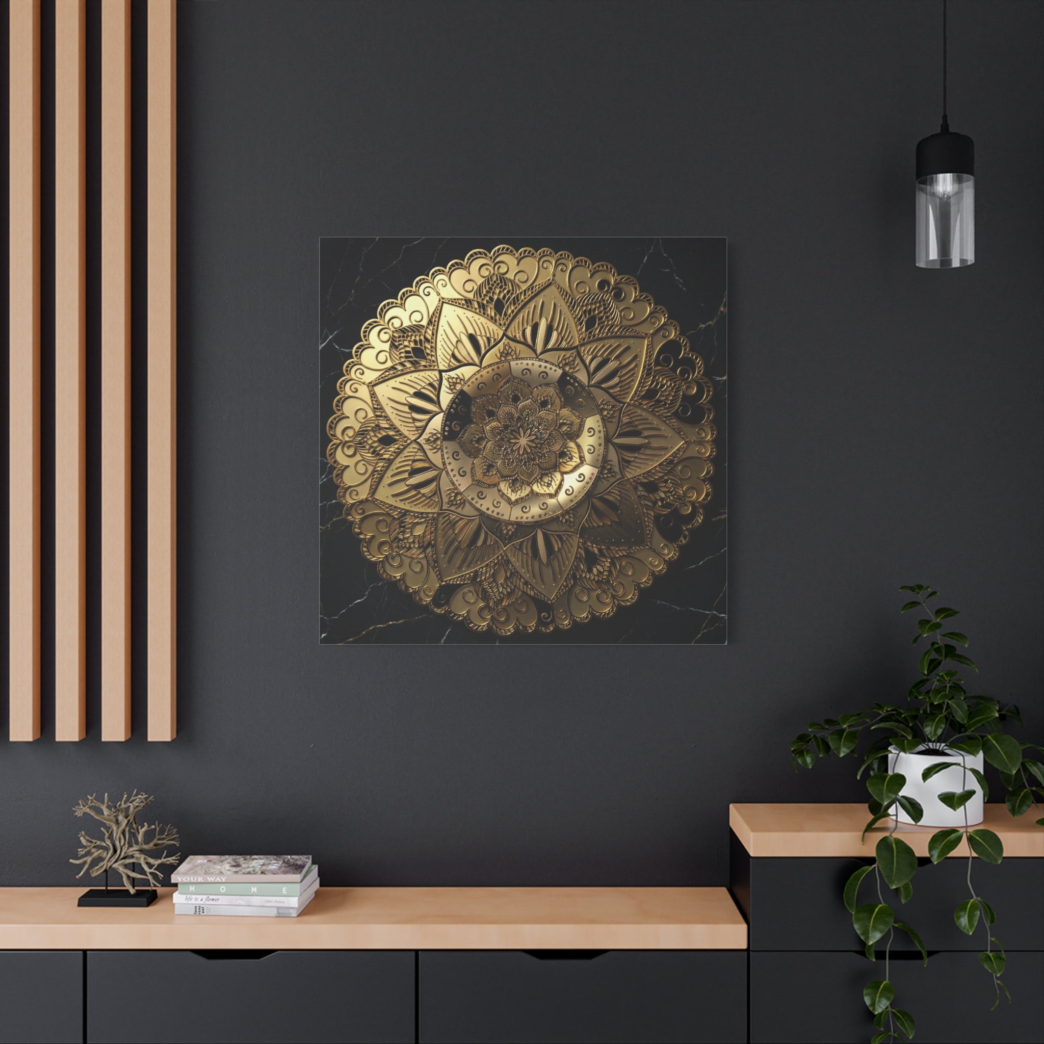 Golden Echo in the Void – Matte Stretched Canvas