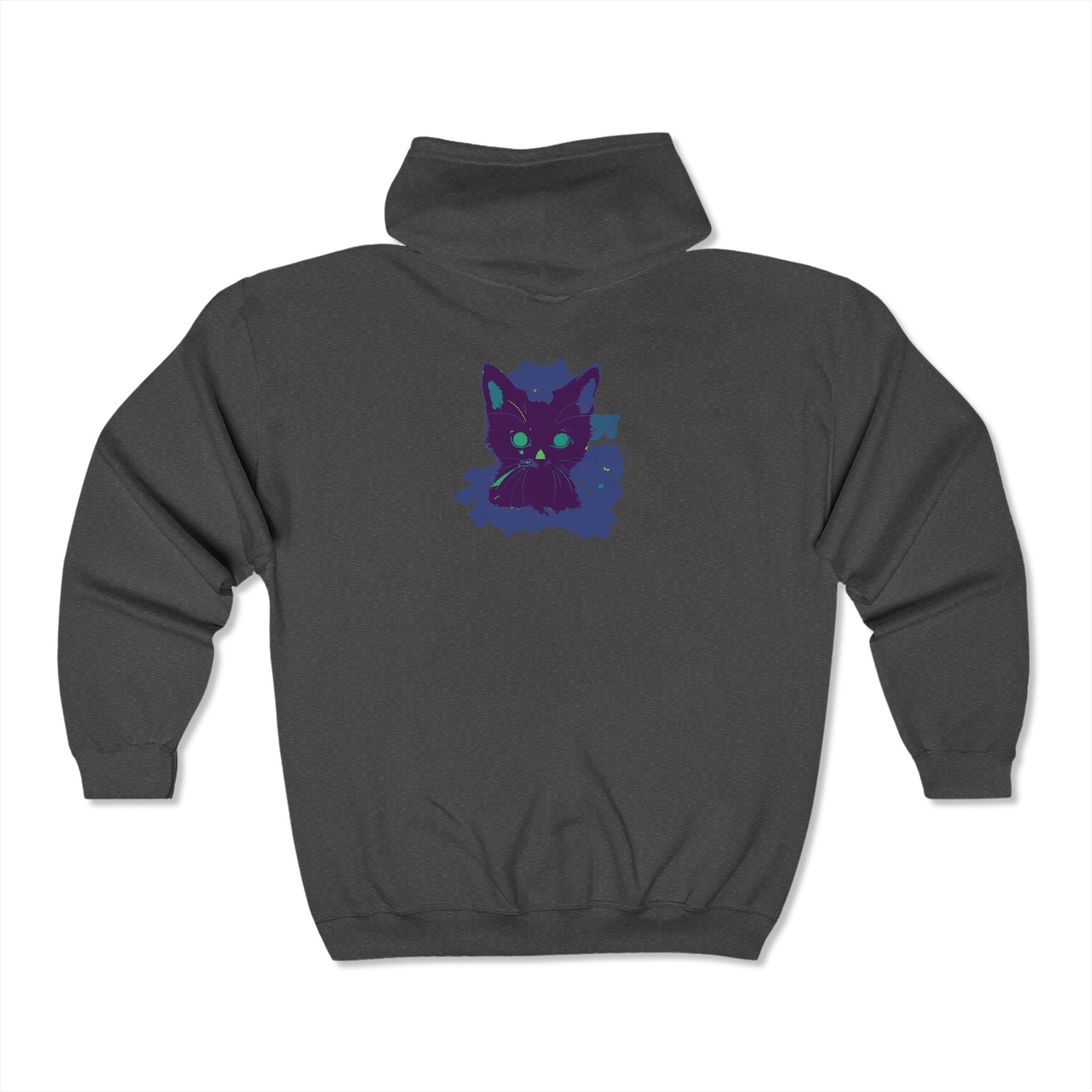 Cozy and stylish hoodie with a stunning watercolor print of a black cat