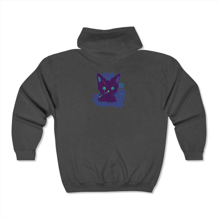 Cozy and stylish hoodie with a stunning watercolor print of a black cat