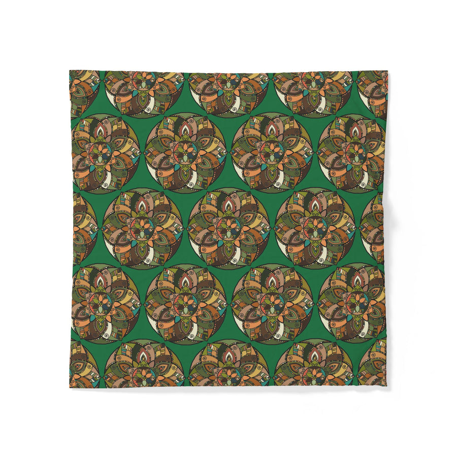Copripiumino in cotone con mandala bohémien — Biancheria da letto geometrica floreale verde