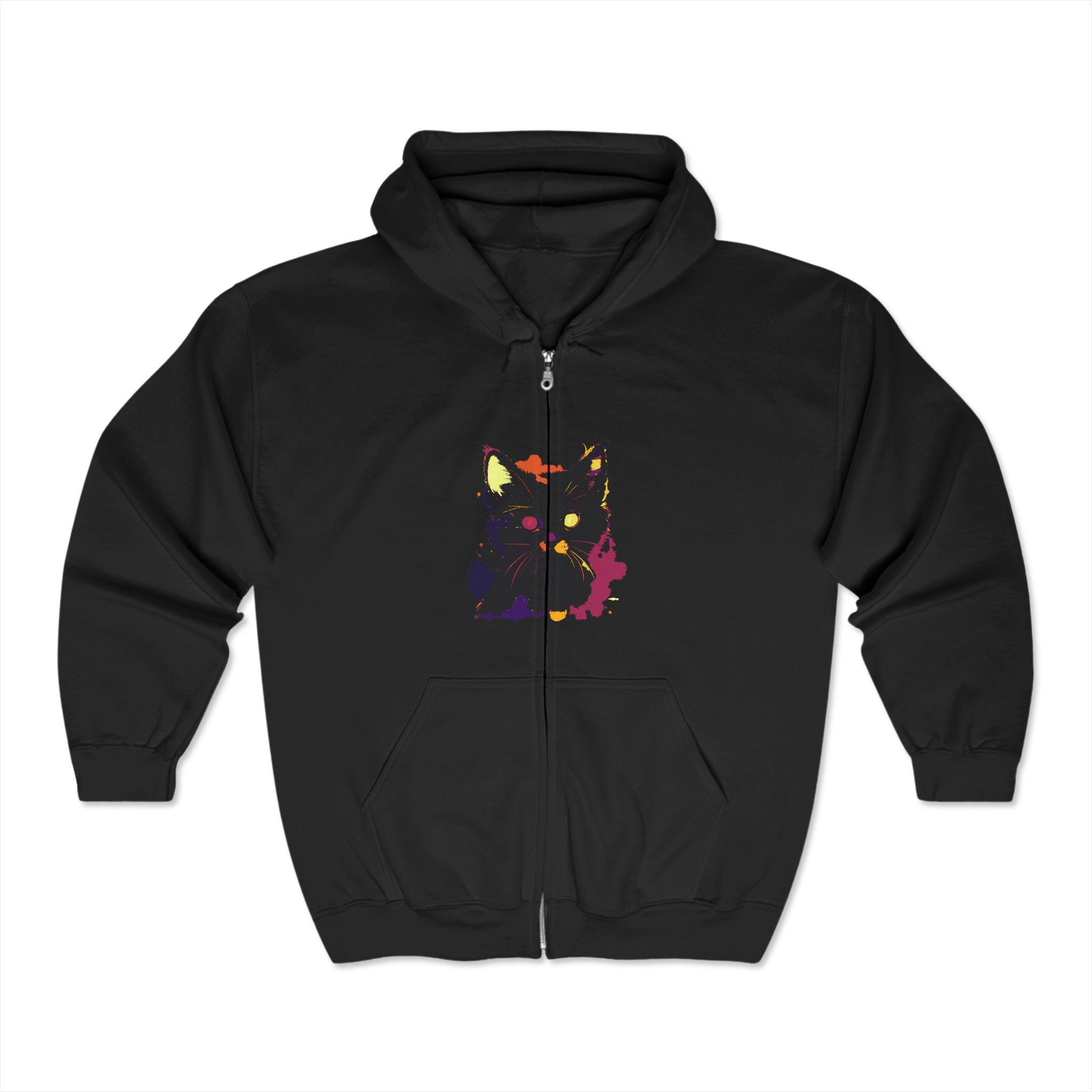 Mystical black cat watercolor hoodie perfect for cat lovers and art enthusiasts
