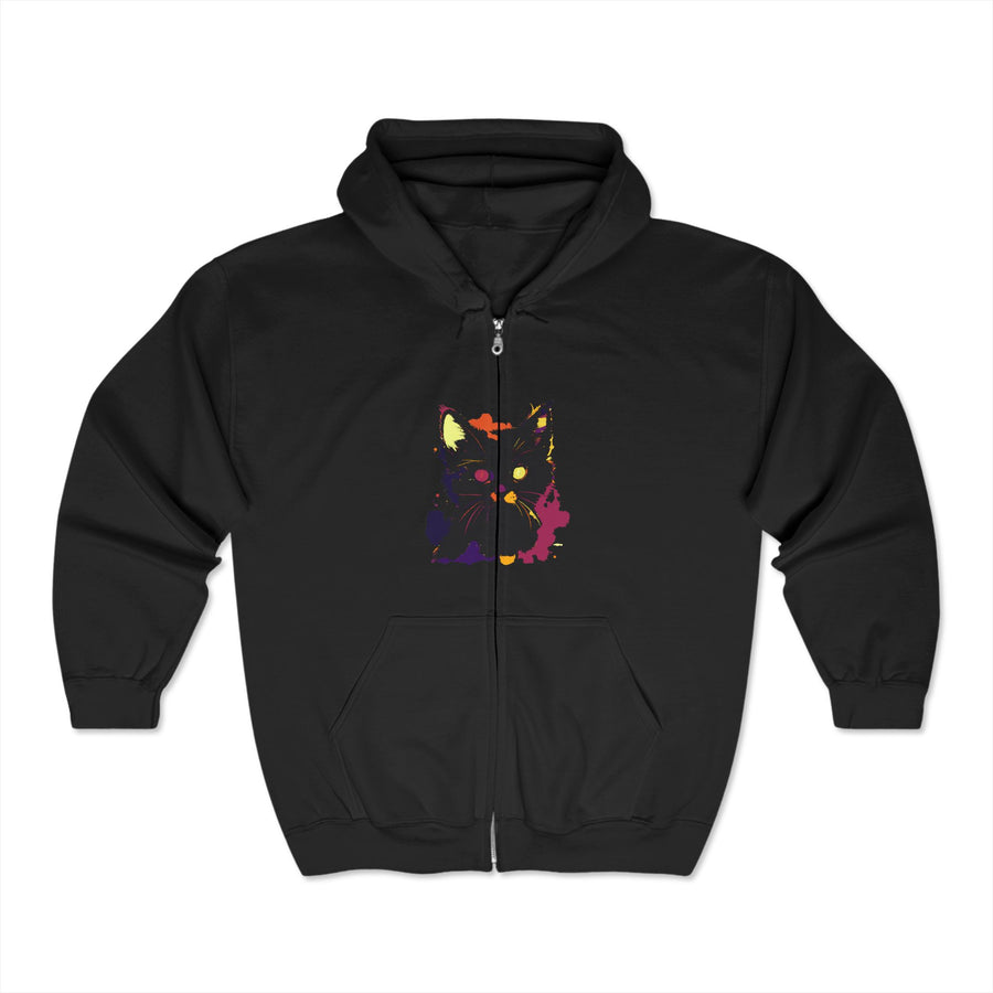 Mystical black cat watercolor hoodie perfect for cat lovers and art enthusiasts