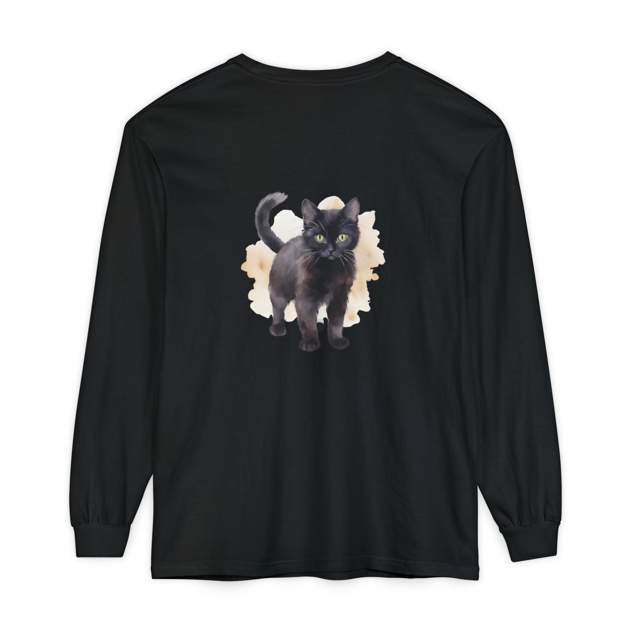 Full Sleeve Tee | Black Cat Watercolor - Unisex