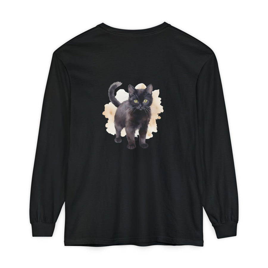 Full Sleeve Tee | Black Cat Watercolor - Unisex