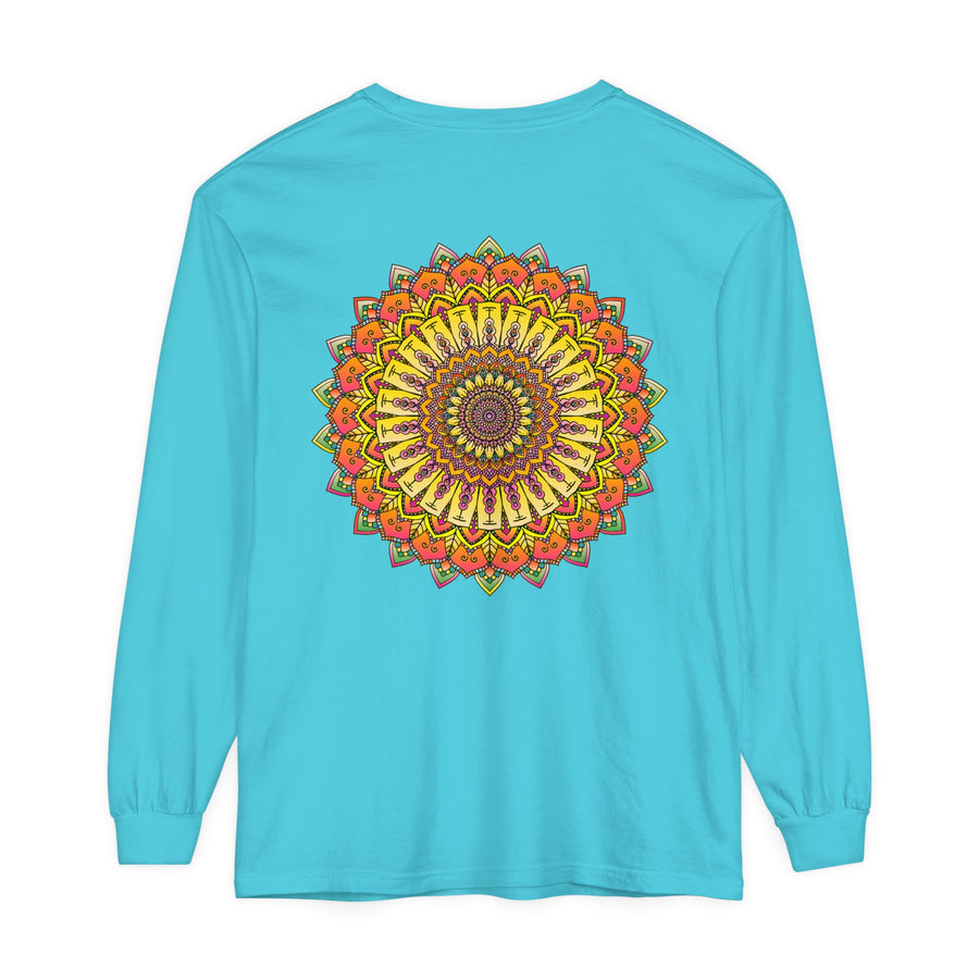 Intricate Mandala Unisex Long Sleeve T-Shirt featuring detailed mandala design in vibrant colors