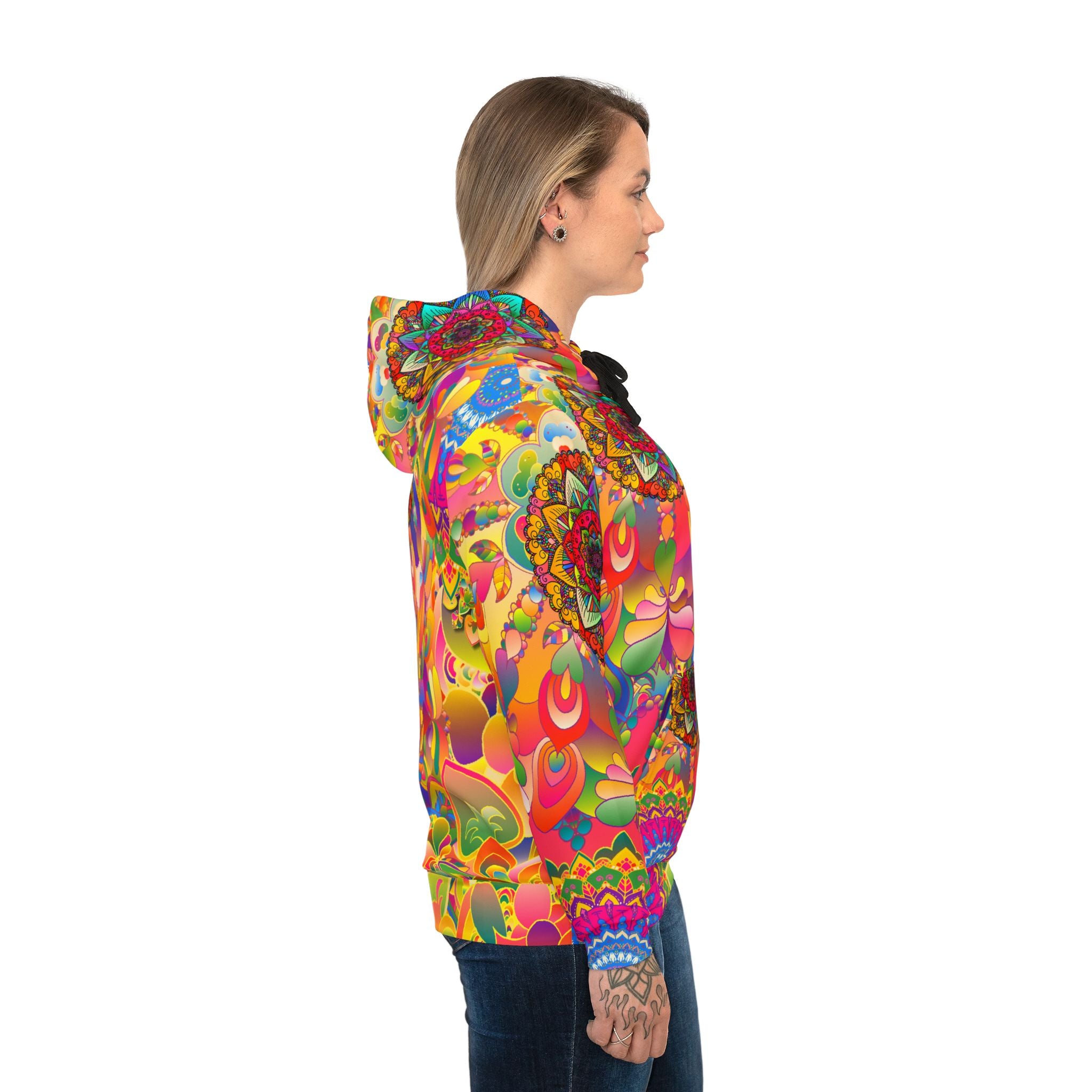 Psychedelic Floral Mandala Athletic Hoodie