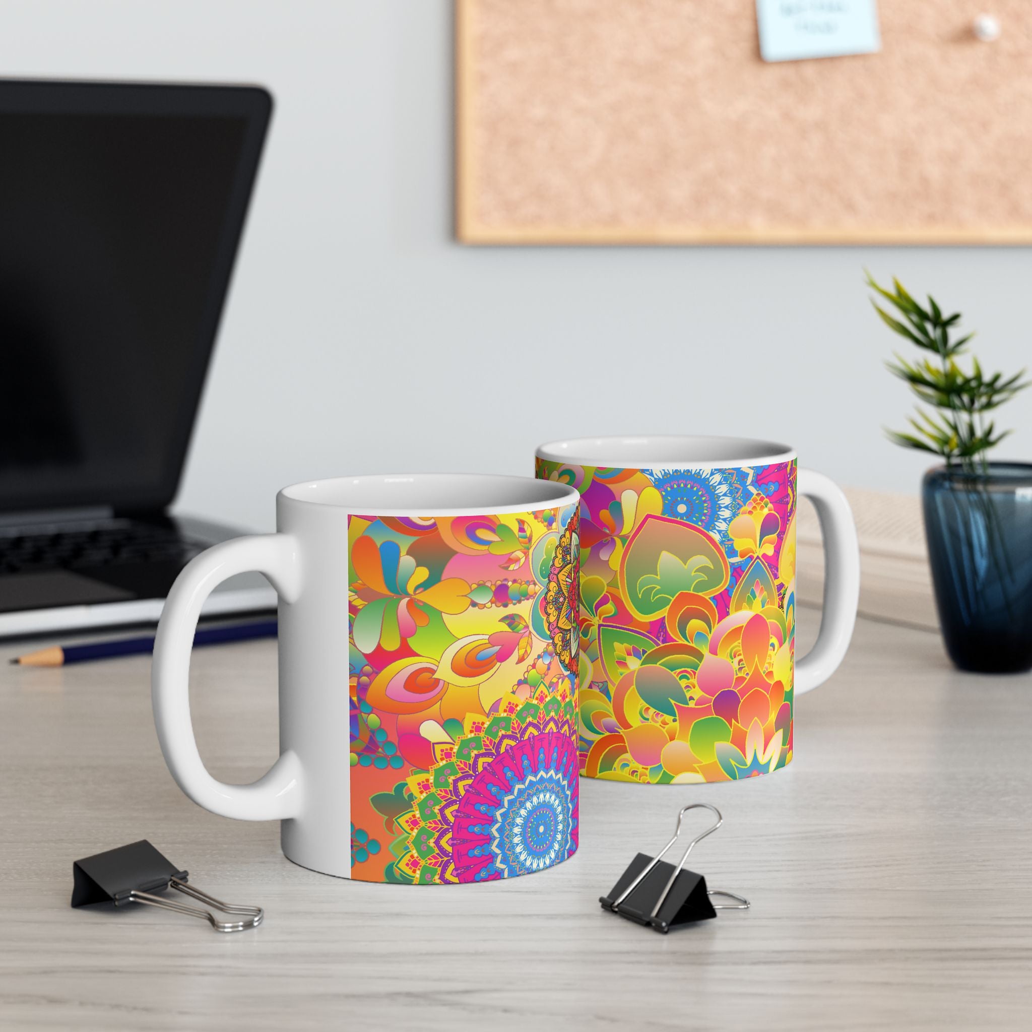 Psychedelic Floral Mandala Ceramic Mug
