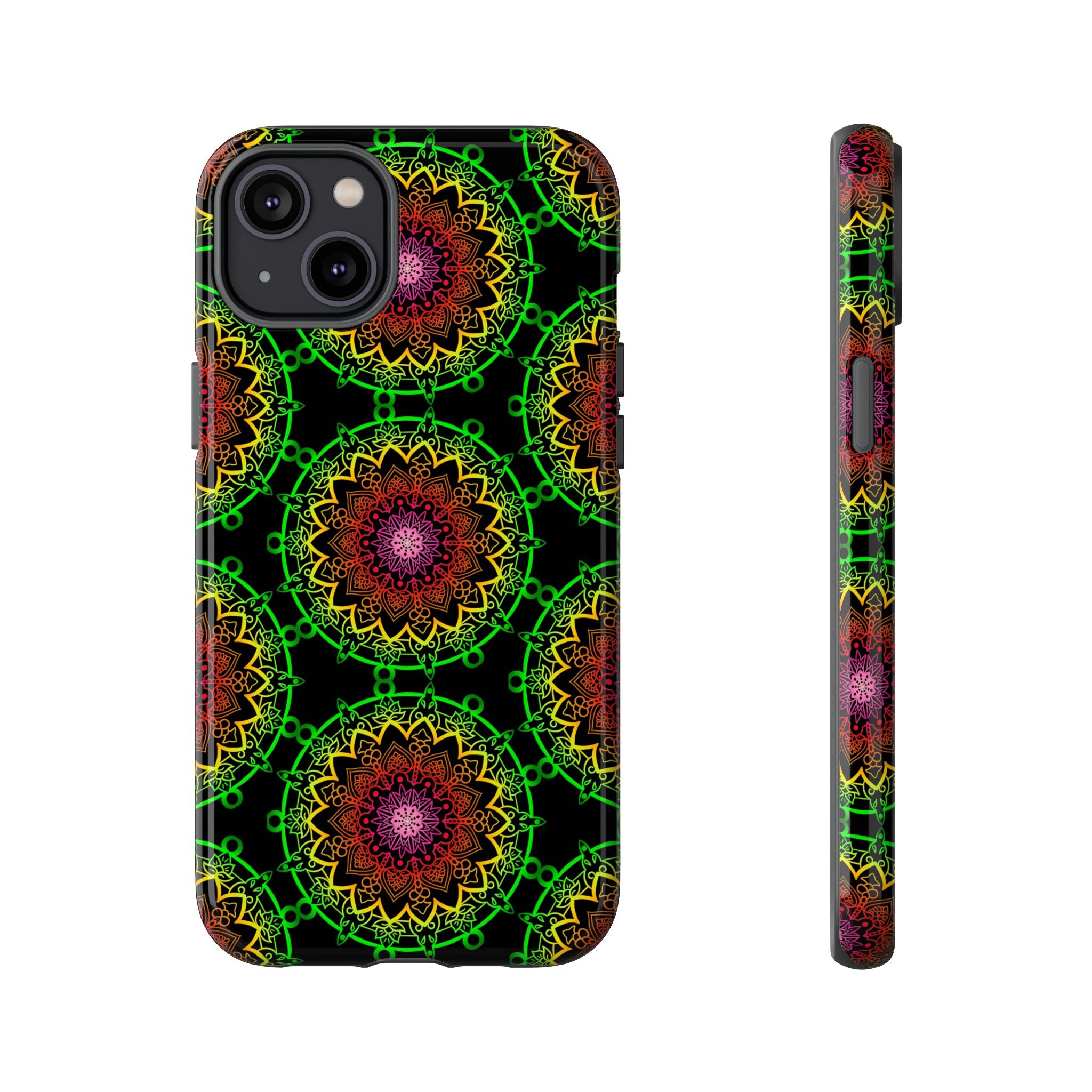 Custodia per telefono con mandala artistica, motivi audaci e stile moderno