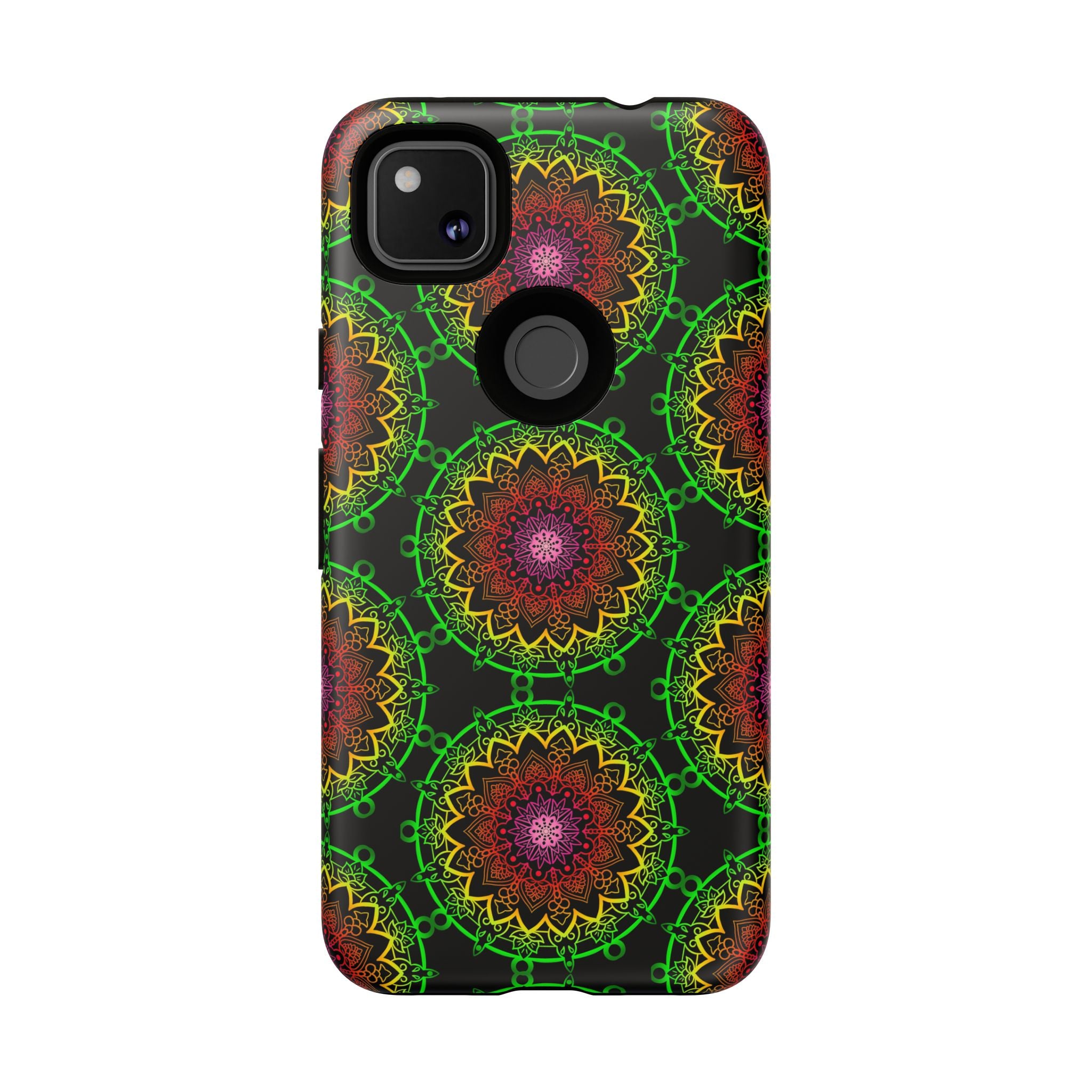 Custodia per telefono con mandala artistica, motivi audaci e stile moderno