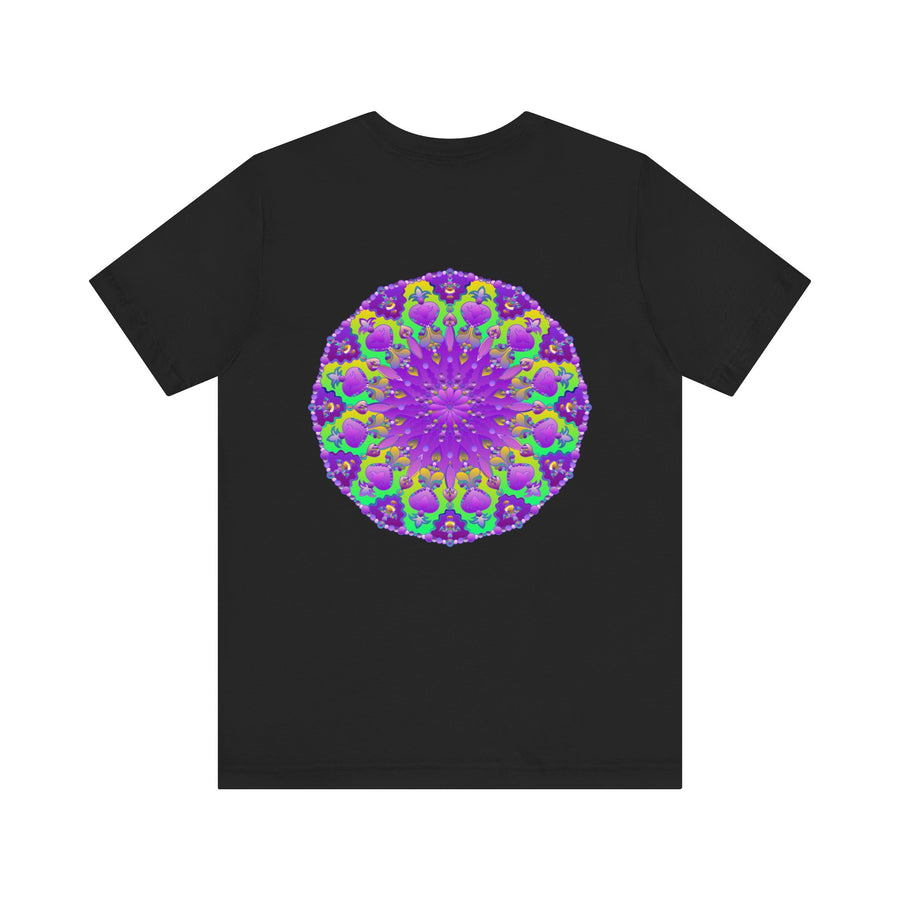 Beautiful purple mandala tee with intricate design symbolizing spiritual peace and harmony, perfect for meditation and yoga practice