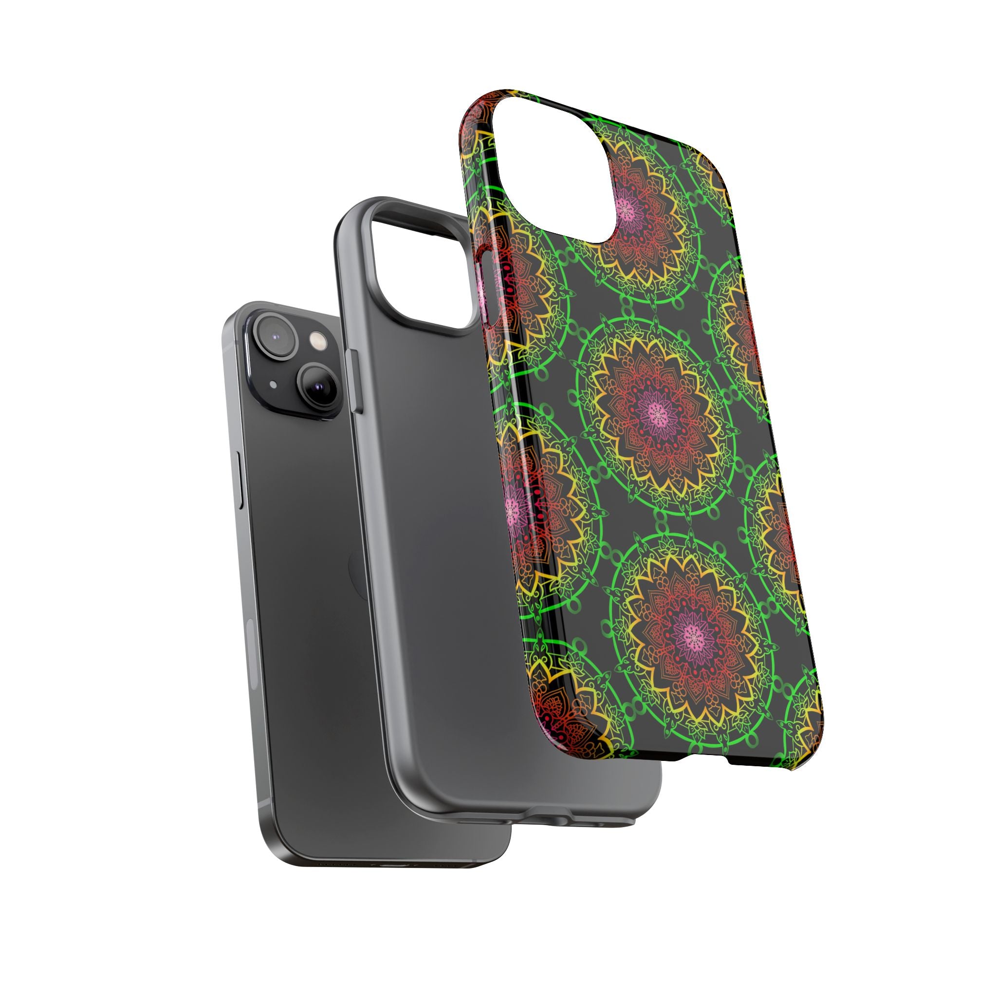 Custodia per telefono con mandala artistica, motivi audaci e stile moderno