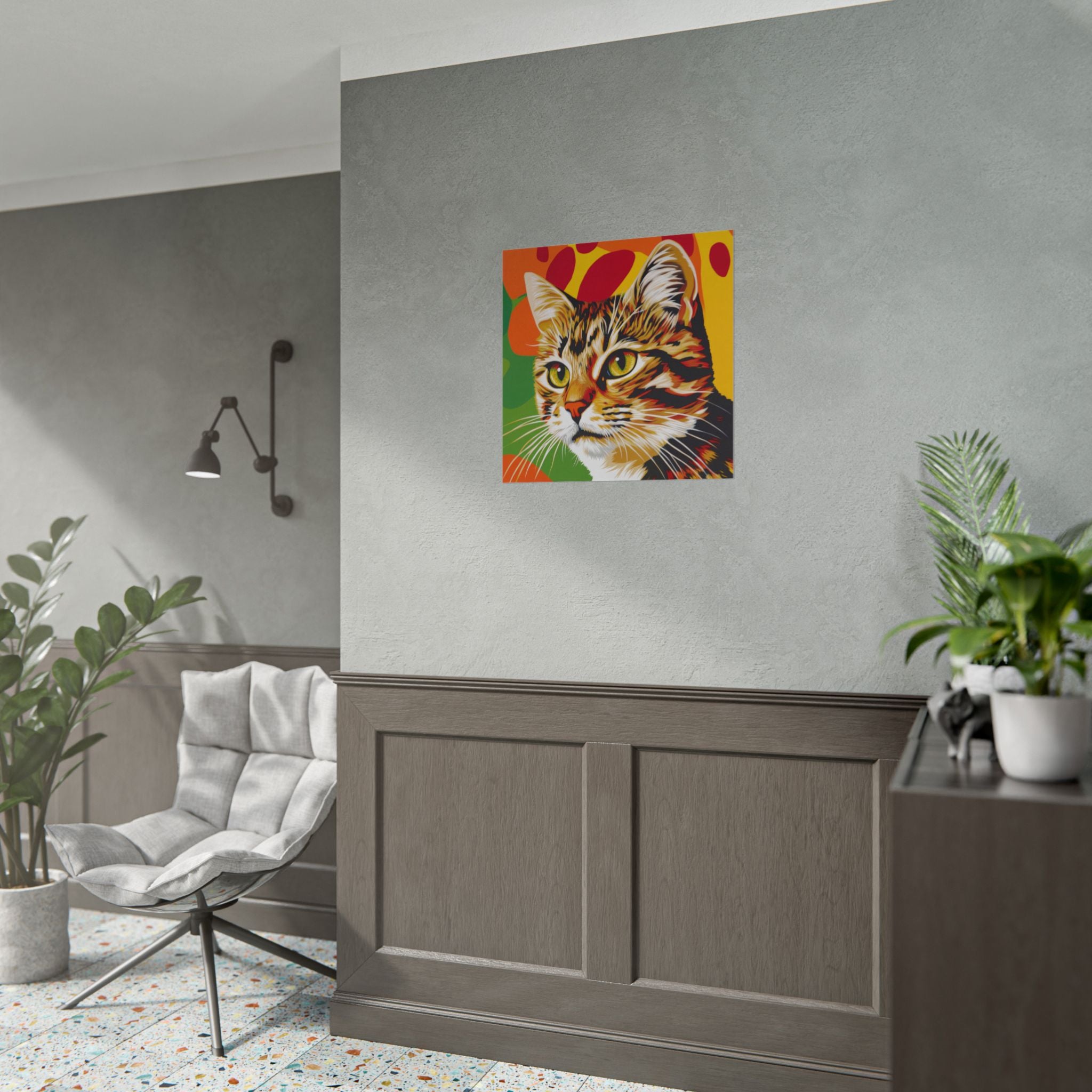 Colorful Pop Art Cat Poster — Rolled Wall Art for Cat Lovers