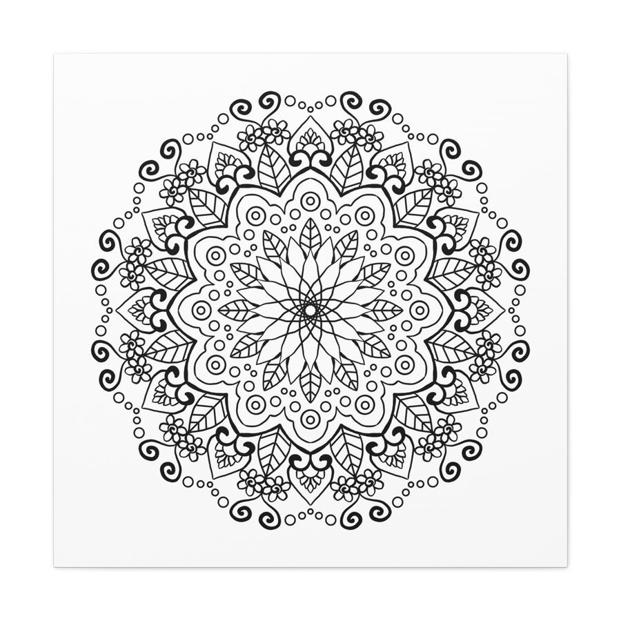 Handmade black and white mandala art on matte canvas, stretched, 125 thick wall art