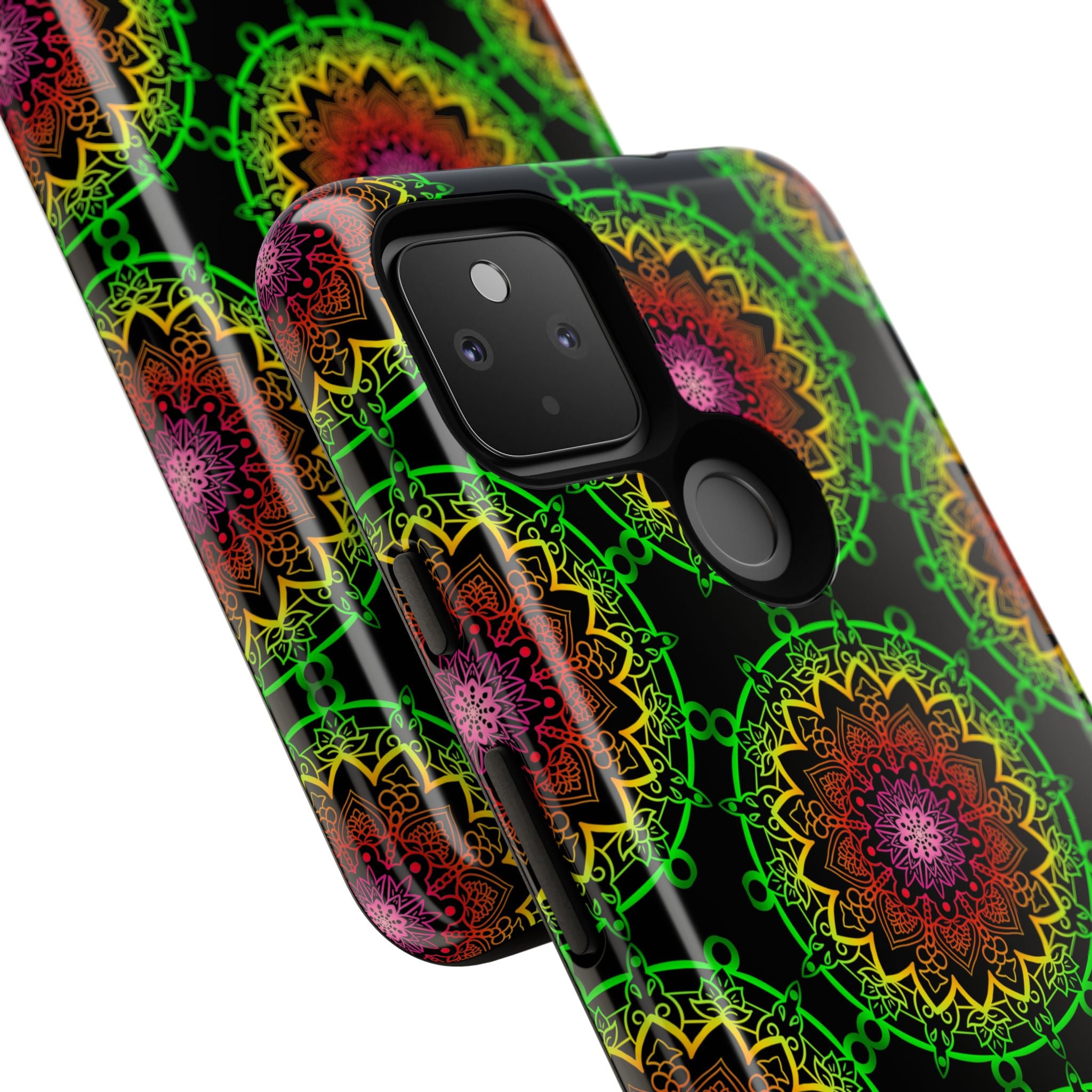 Custodia per telefono con mandala artistica, motivi audaci e stile moderno