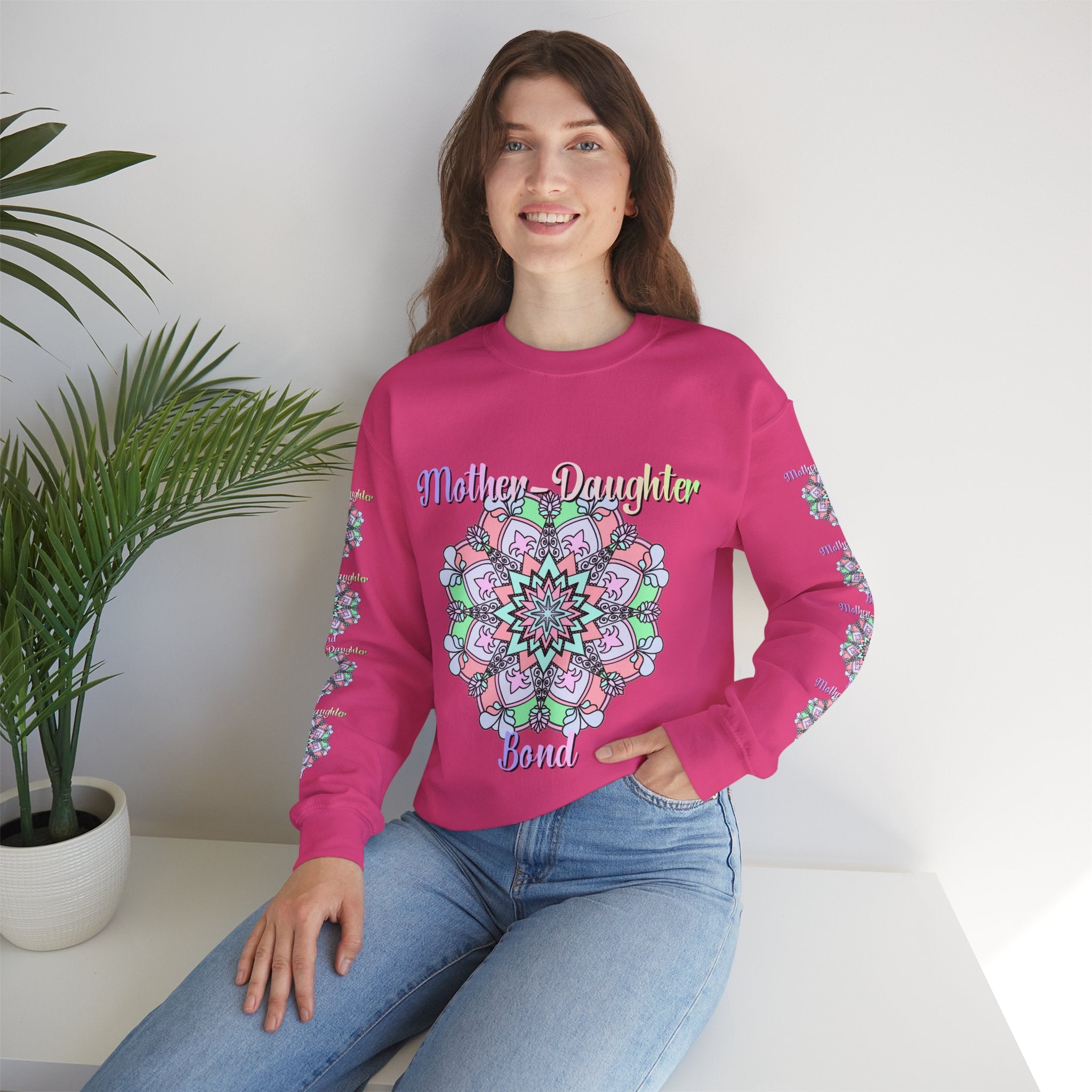 Mother-Daughter Bond Crewneck Sweatshirt — Floral Mandala Family Gift