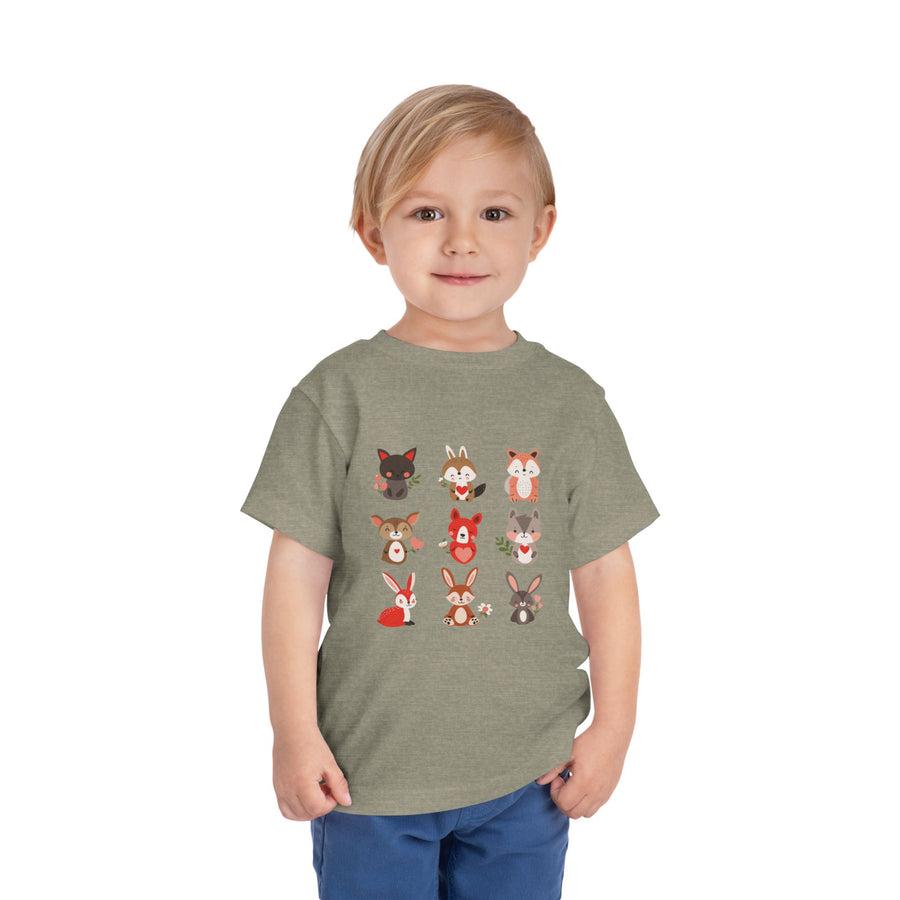 Animal Love Toddler Tee, Cute Cartoon Animals T-Shirt for Kids
