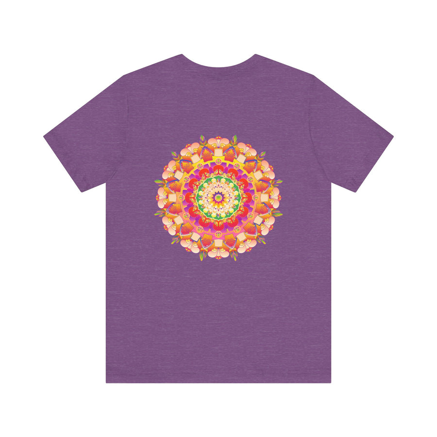 Colorful and intricate mandala design on a t-shirt promoting spiritual peace and harmony