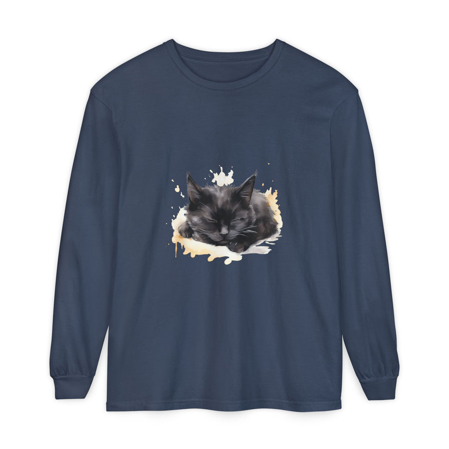 Full Sleeve Tee | Sleepy Cat Watercolor