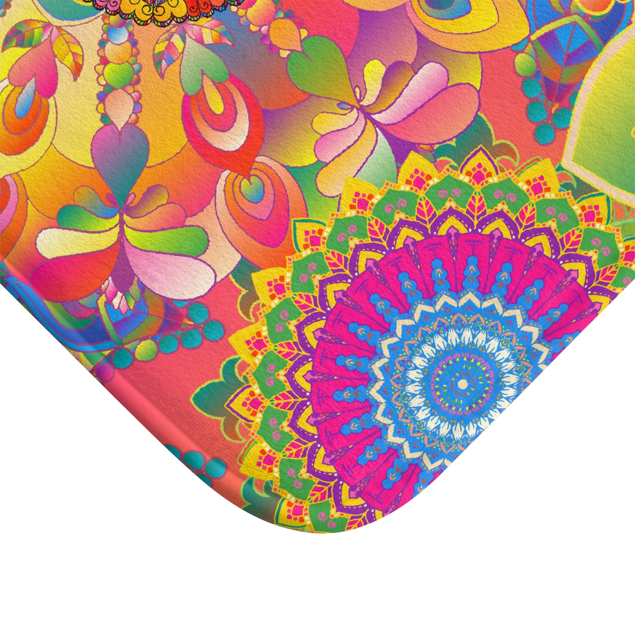 Psychedelic Floral Mandala Bath Mat