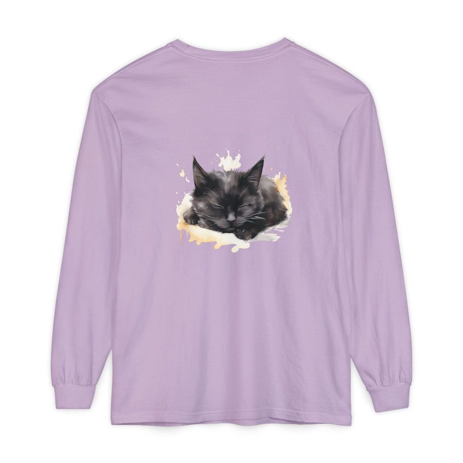 Full Sleeve Tee | Sleepy Cat Watercolor